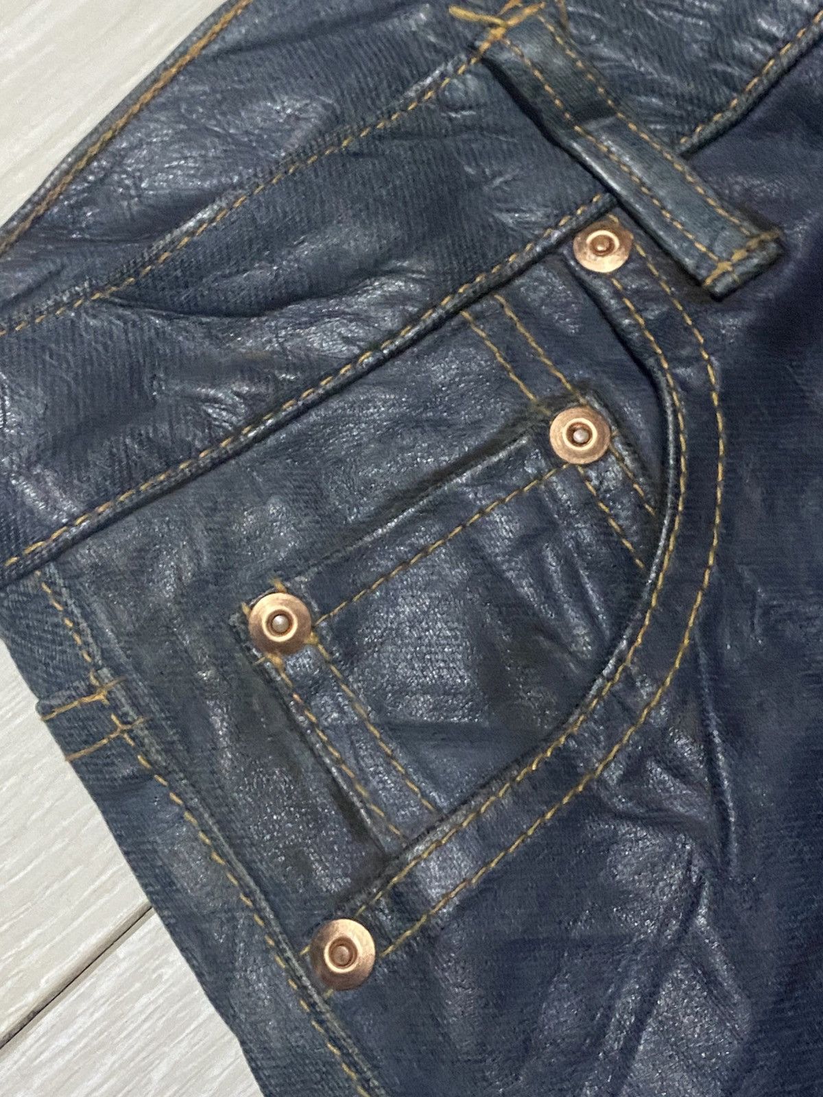 Number (N)ine Studio Design K Kondo Indigo Leather Pants Skinny Size US 27 - 9 Thumbnail