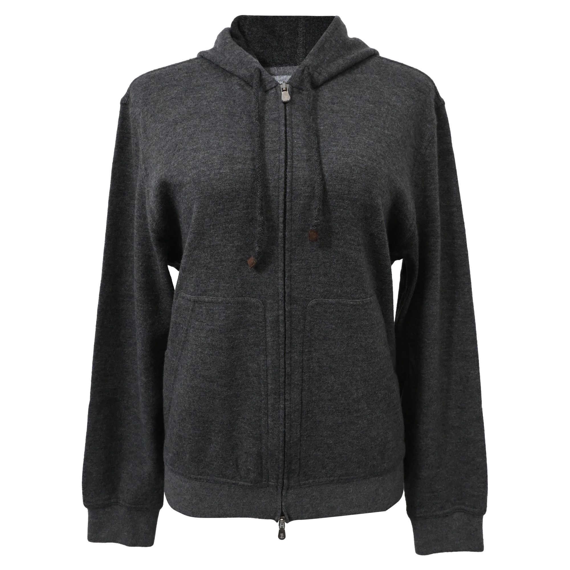 Brunello Cucinelli Brunello Cucinelli Double Zipper Hooded Jacket in Grey Cotto Size S / US 4 / IT 40 - 1 Thumbnail
