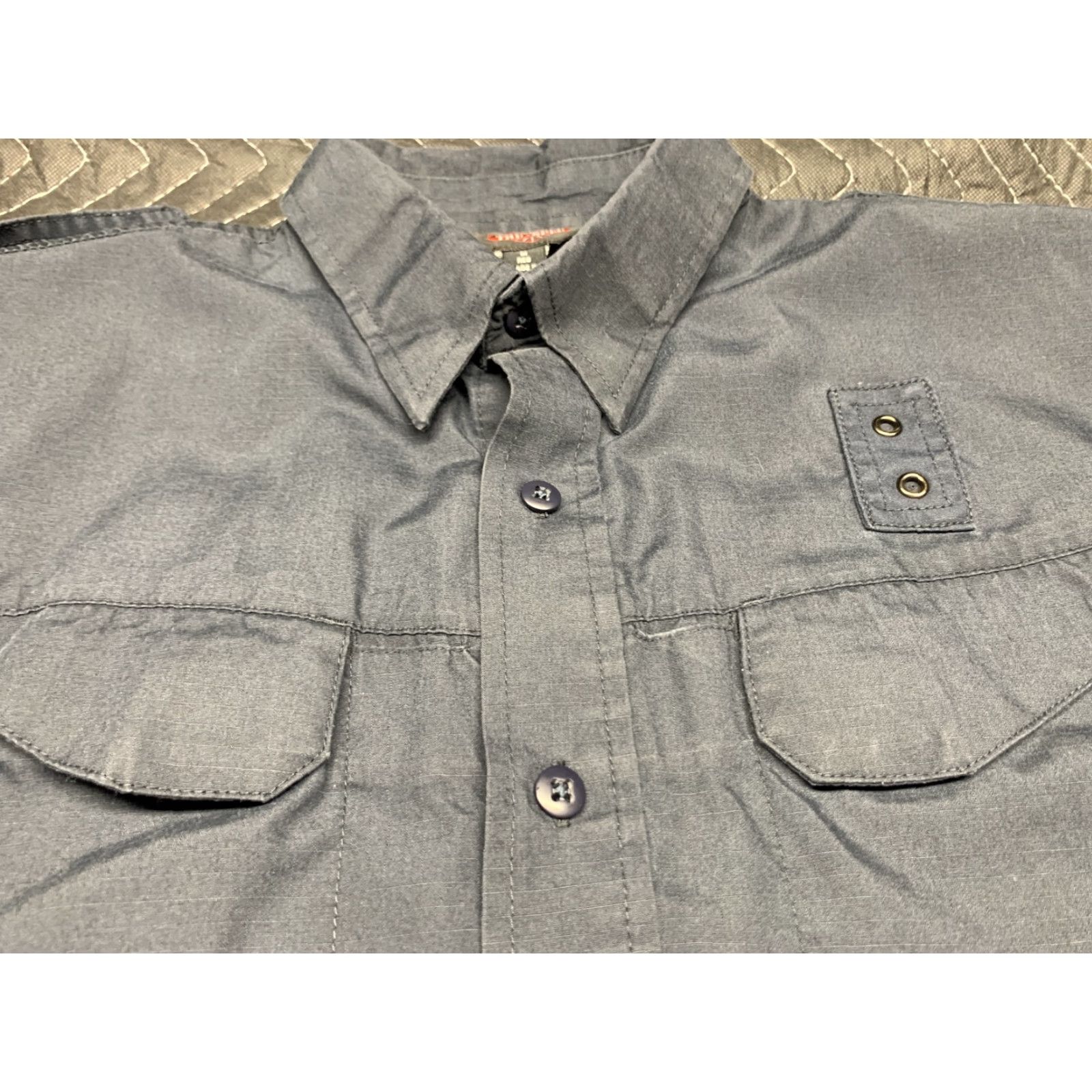 Vintage TRU-SPEC Men’s Button-Up Shirt Medium Short Sleeve Solid Ripstop Black Tactical Casual Dress Size US M / EU 48-50 / 2 - 3 Thumbnail