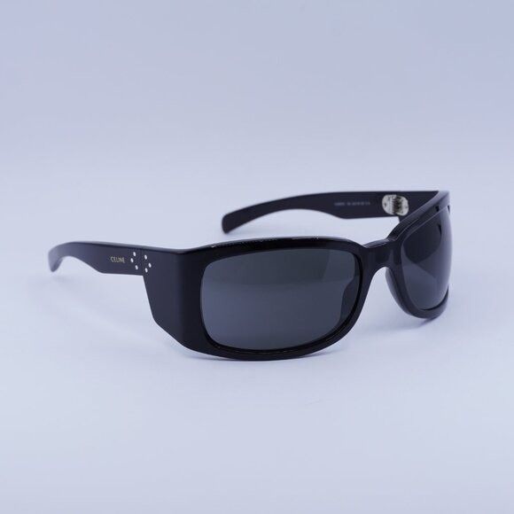 Celine Celine CL40290I 01A Sunglasses Black Geometric Frame, Smoke Size ONE SIZE - 4 Thumbnail