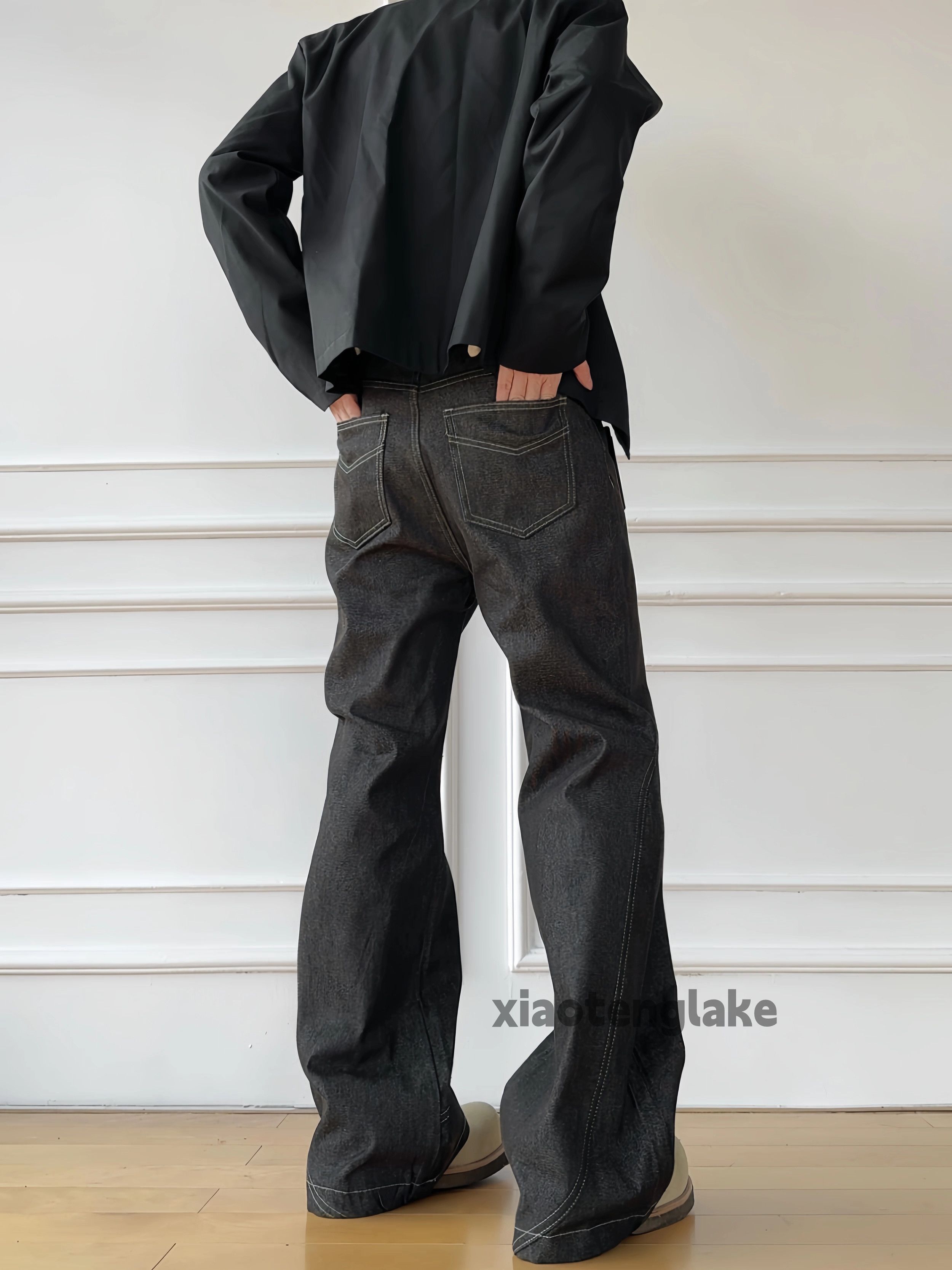 Utility punk yuppie bootcut patchwork cargo jeans