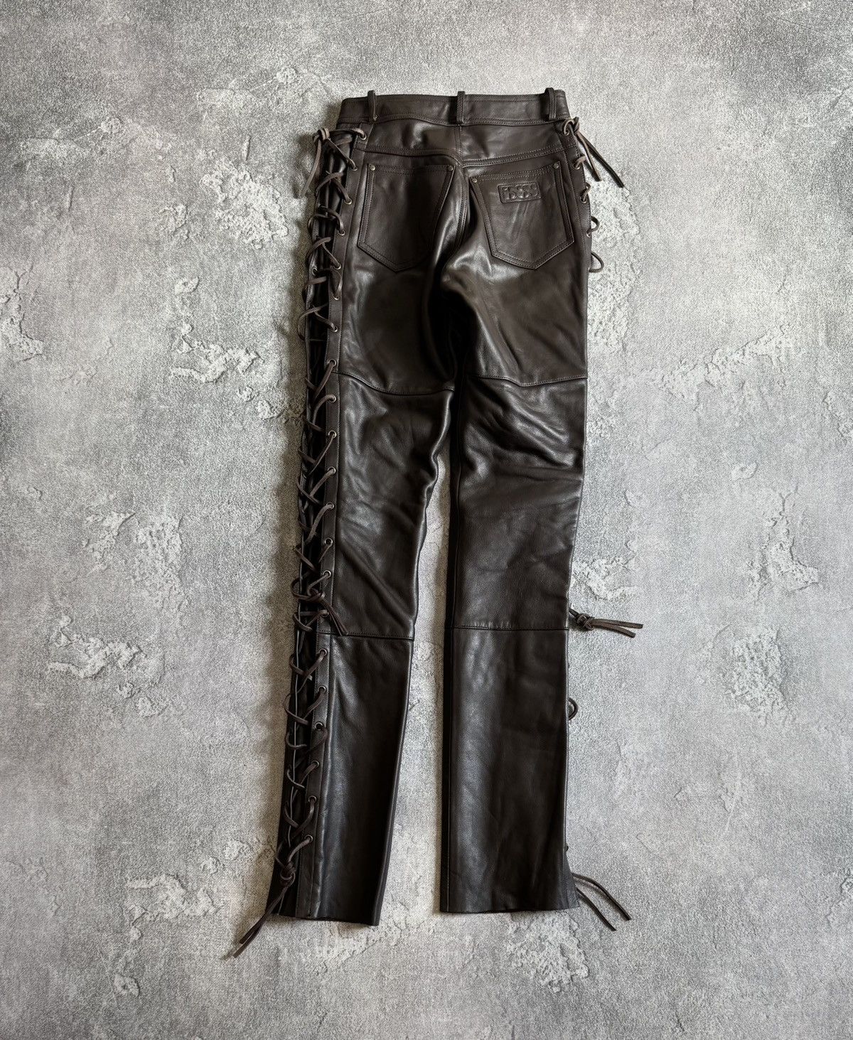Designer IXS 38size brown leather motorcycle biker pants trousers y2k Size 26" / US 2 / IT 38 - 12 Thumbnail