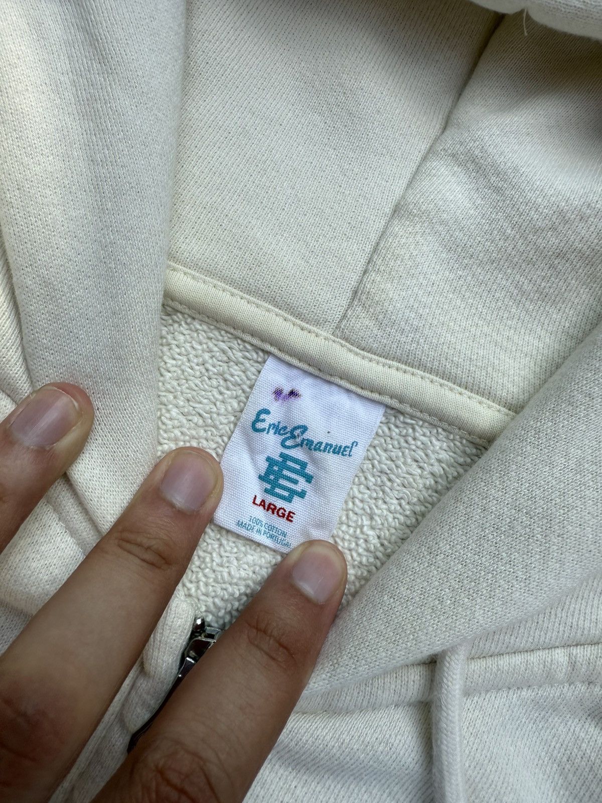 Eric Emanuel Eric Emanuel EE Cream and Black Zip Up Hoodie Size Large Size US L / EU 52-54 / 3 - 3 Thumbnail