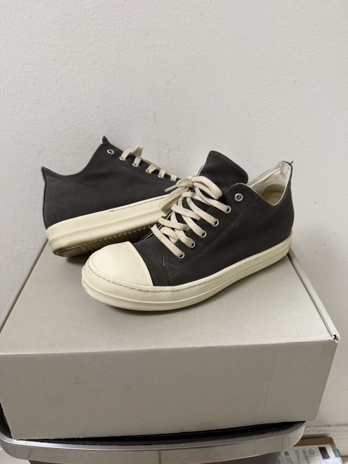 Rick Owens DRKSHDW Gray Hollywood Low Sneaks Sneakers SZ 41