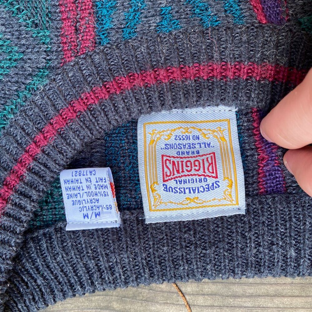 Coogi × Vintage Vintage 1980s Riggins Coogi Style Knit Sweater Medium Size US M / EU 48-50 / 2 - 8 Thumbnail
