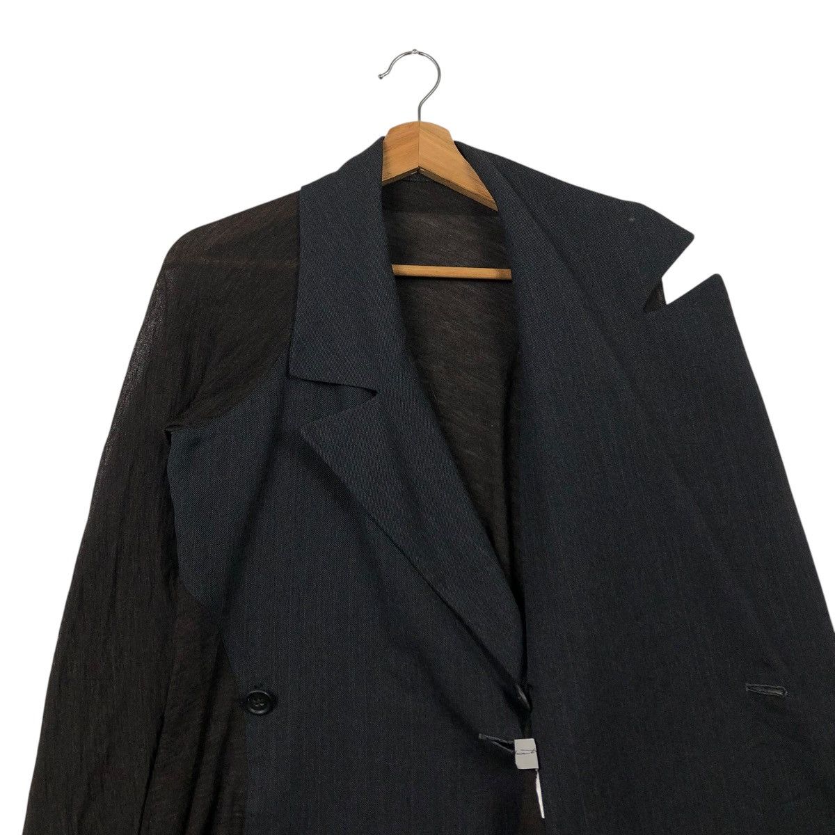 Yohji Yamamoto VINTAGE DOUBLE COLLAR JACKET ASYMMETRICAL DESIGN RICH BLACK Size M / US 6-8 / IT 42-44 - 13 Thumbnail