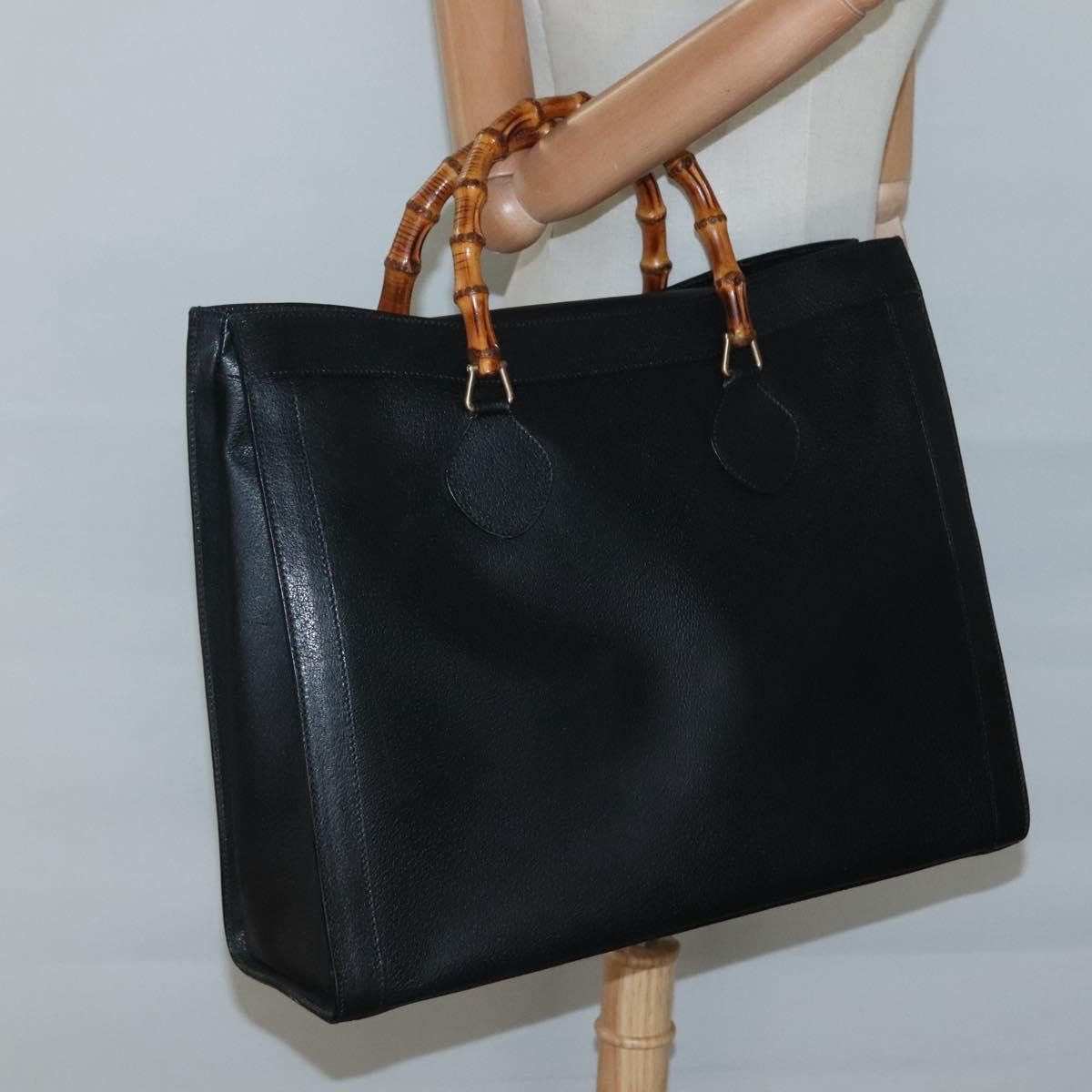 Gucci GUCCI Bamboo Hand Bag Leather Black Gold 002 1186 002 1186 Size ONE SIZE - 23 Thumbnail