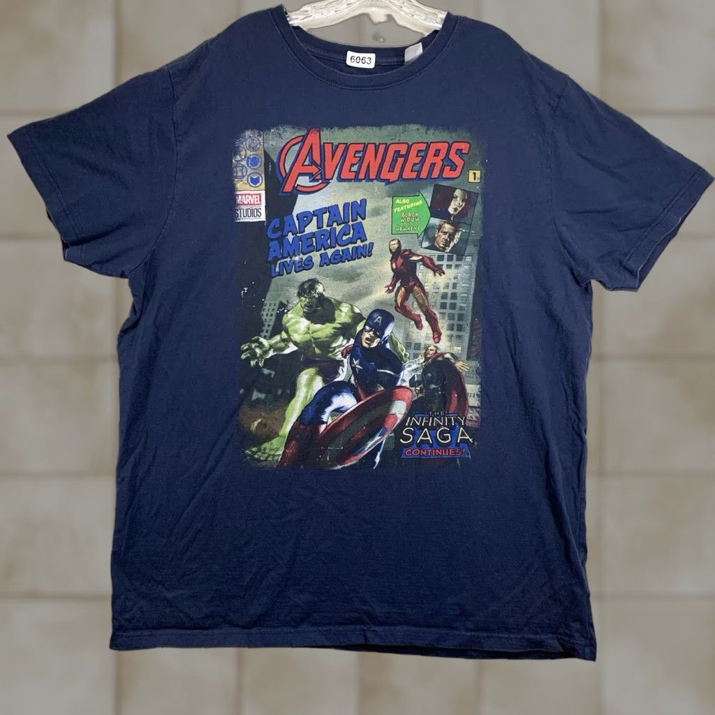 Vintage Marvel Infinity Saga T-Shirt Men 2XL Blue Graphic Print Captain America Hulk Avengers Comics Movie Mens Size US XXL / EU 58 / 5 - 1 Thumbnail