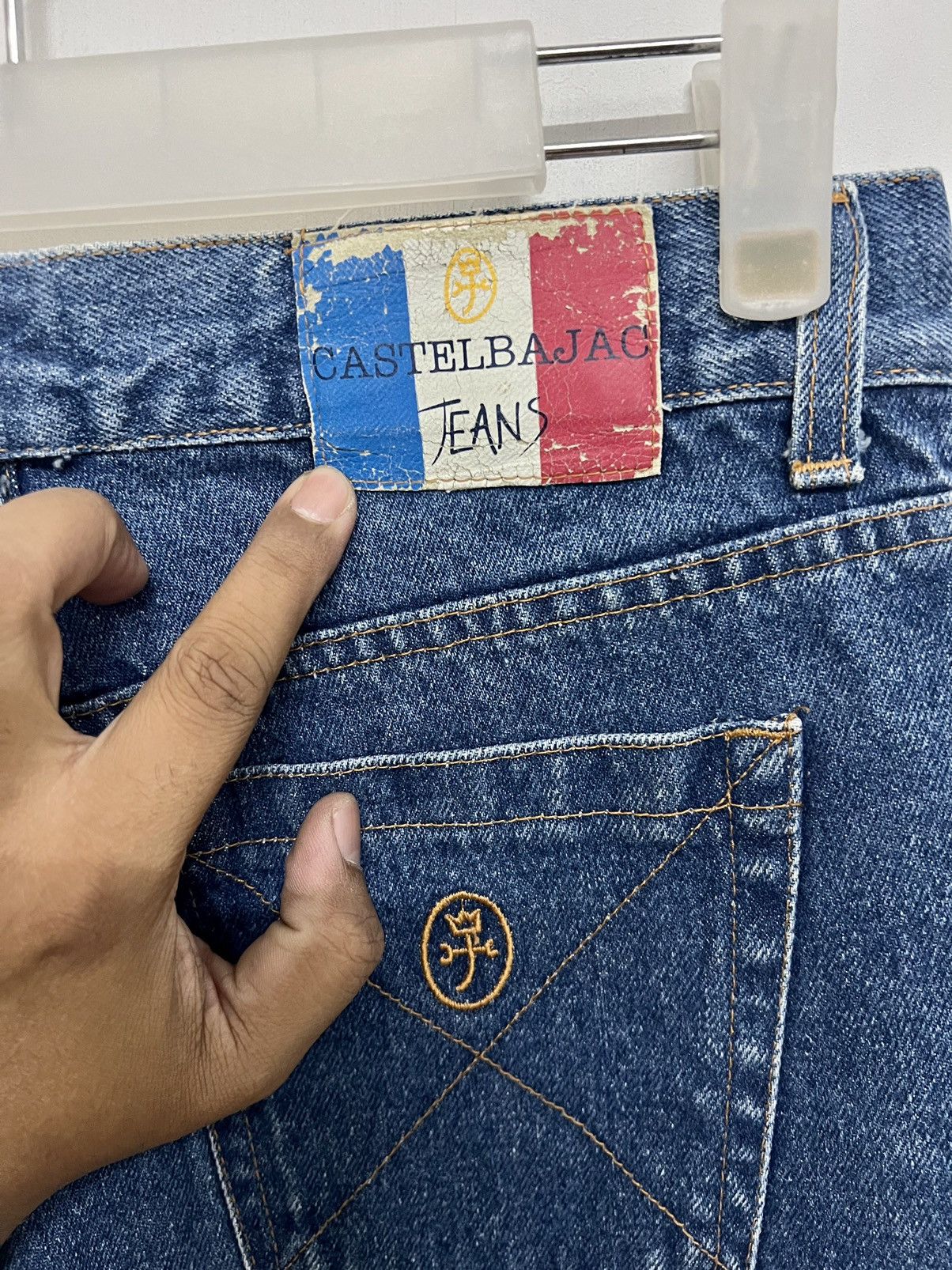Jean Charles De Castelbajac × Le Grande Bleu (L.G.B.) × Vintage Vintage 90s Castelbajac Blue Wash Flared Jeans Size US 29 - 16 Thumbnail