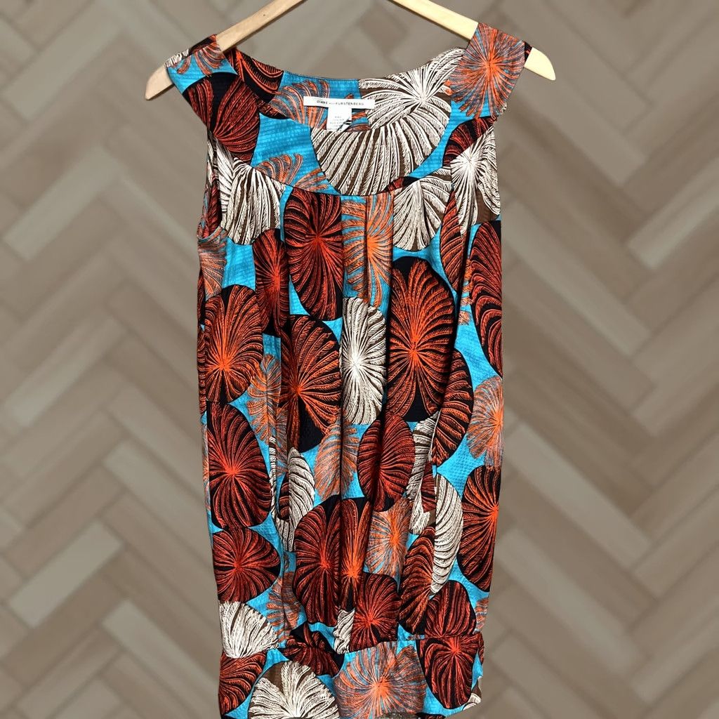 Diane von Furstenberg Diane Von Furstenberg Womens Floral Pattern Silk Dress Sleeveless A-Line Knee Length Size 2 Multicolor Size XS / US 0-2 / IT 36-38 - 1 Thumbnail
