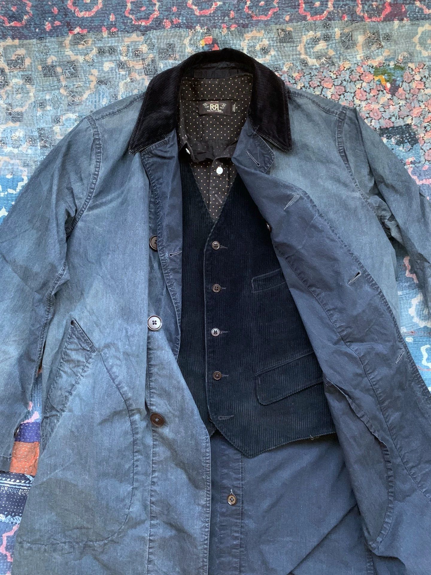 RRL Ralph Lauren RRL Distressed Corduroy Panel Trench Coat Size US S / EU 44-46 / 1 - 1 Thumbnail