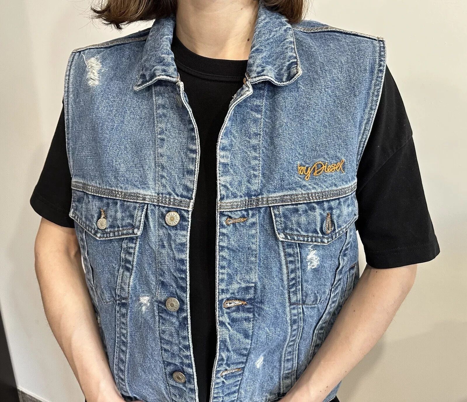 Diesel DIESEL VINTAGE DENIM destressed jeans VEST WOMENS Y2K Italy Size XXL / US 16-18 / IT 52-54 - 4 Thumbnail