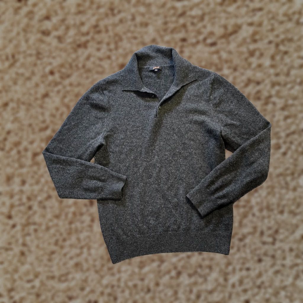 Quince Quince Sweater Womens Medium Gray Mongolian Cashmere Polo Henley Capsule Pullover Casual Knit Long Sleeve Collared Regular Size M Women Size M / US 6-8 / IT 42-44 - 1 Thumbnail