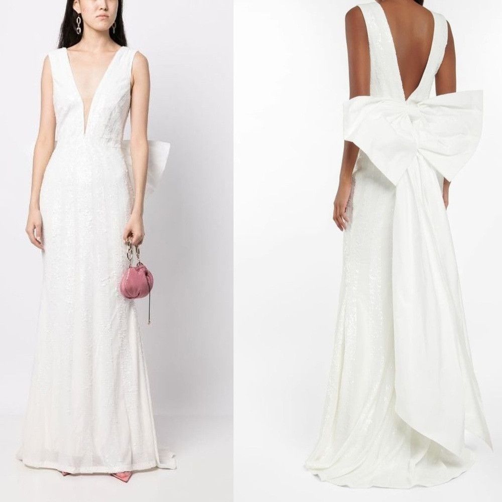 Other REBECCA VALLANCE DAVINA TAFFETA BOW GOWN IVORY MODERN BRIDE Size XS / US 0-2 / IT 36-38 - 1 Thumbnail