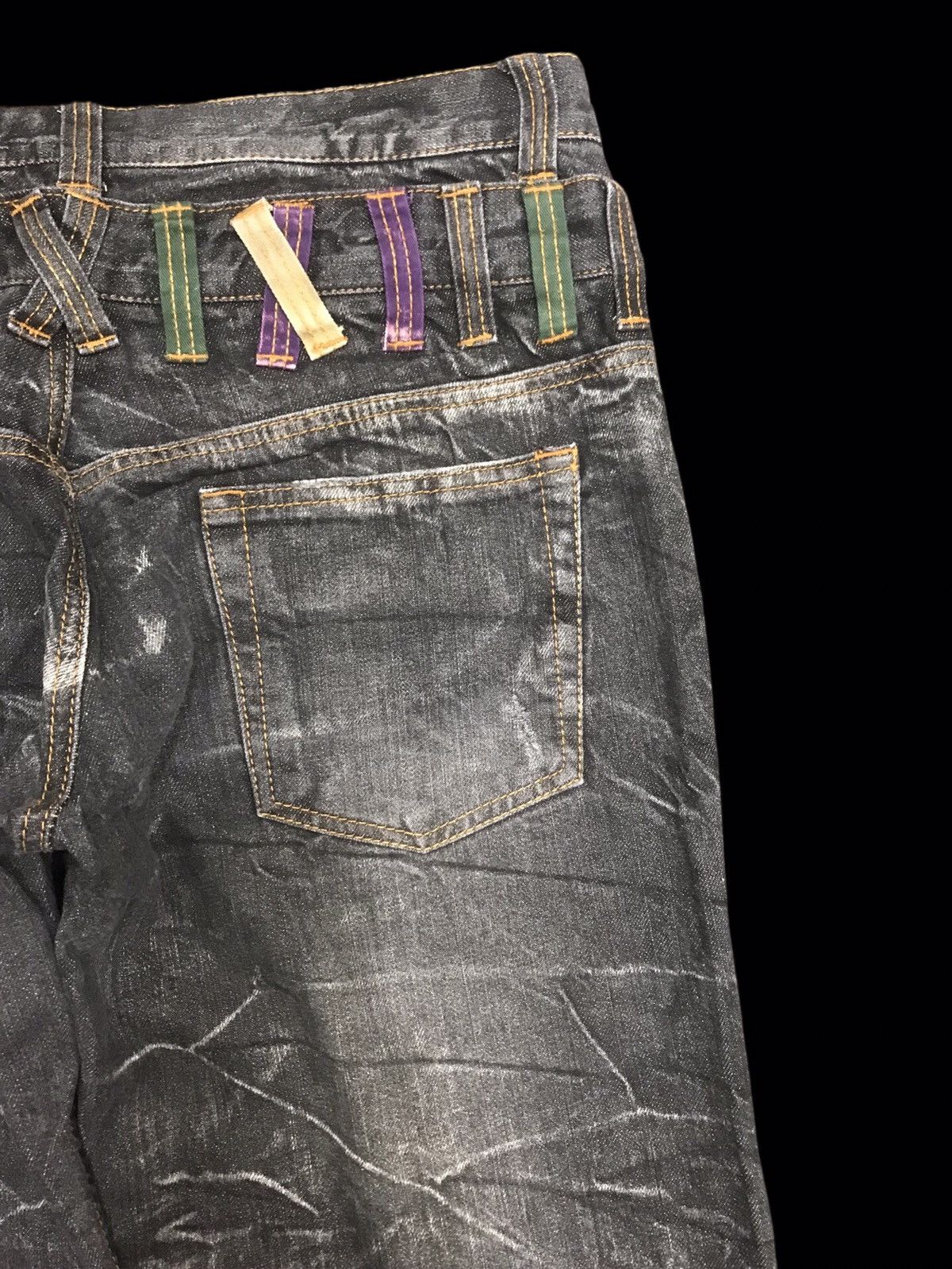 Japanese Brand 💥DOUBLE WAIST💥NYLAUS INSANE FADES DISTRESSED DENIM F427 Size US 32 / EU 48 - 13 Thumbnail