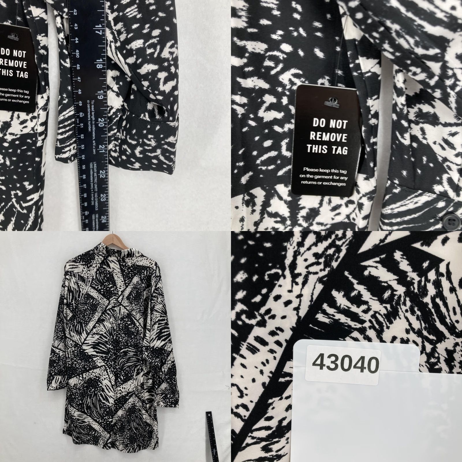 Express Express Portofino Shirt Dress Womens M Black White Abstract Print Button Up Shirt Dress Size M / US 6-8 / IT 42-44 - 8 Thumbnail