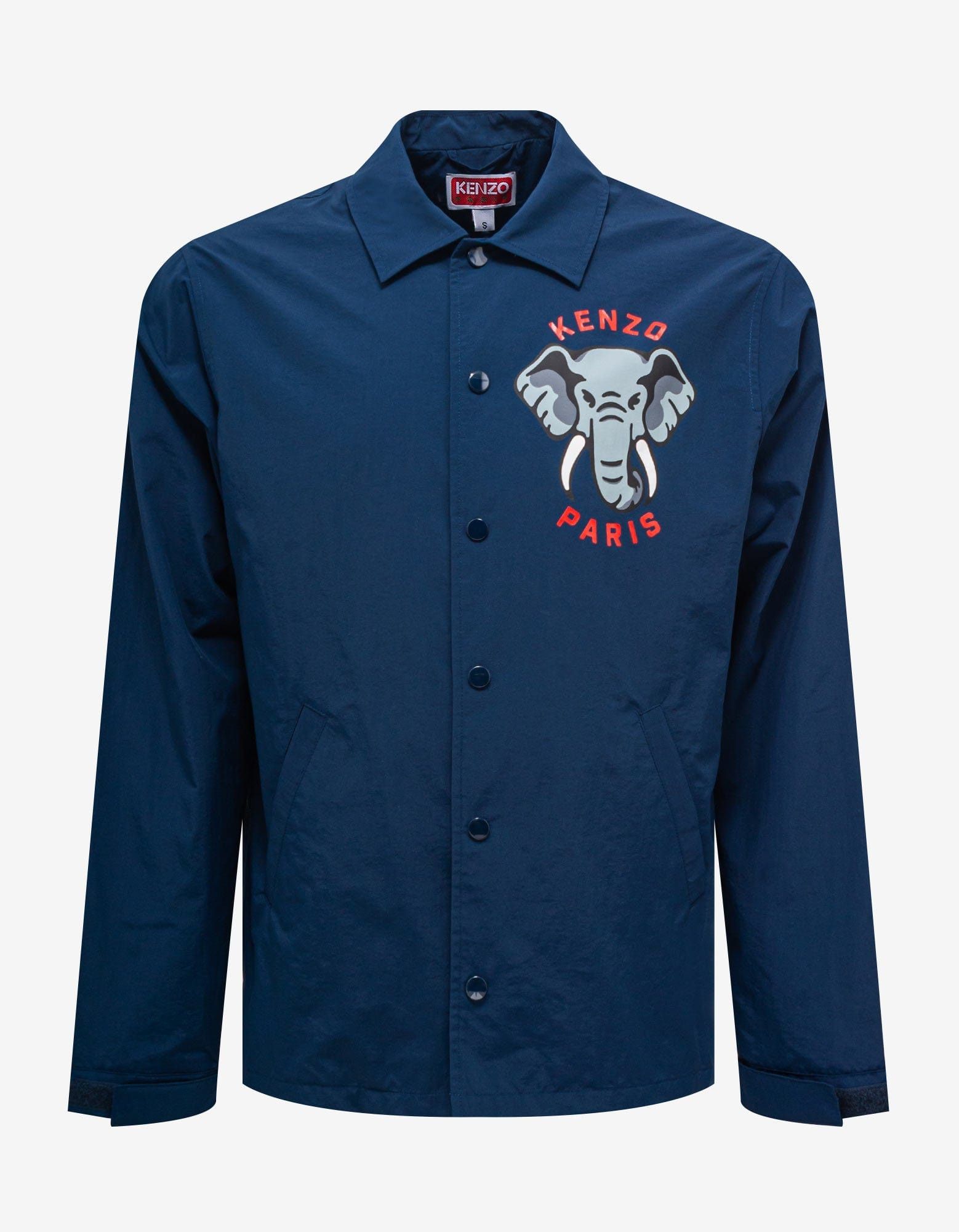 image of Blue 'Kenzo Elephant' Coach Jacket, Men's (Size Small)