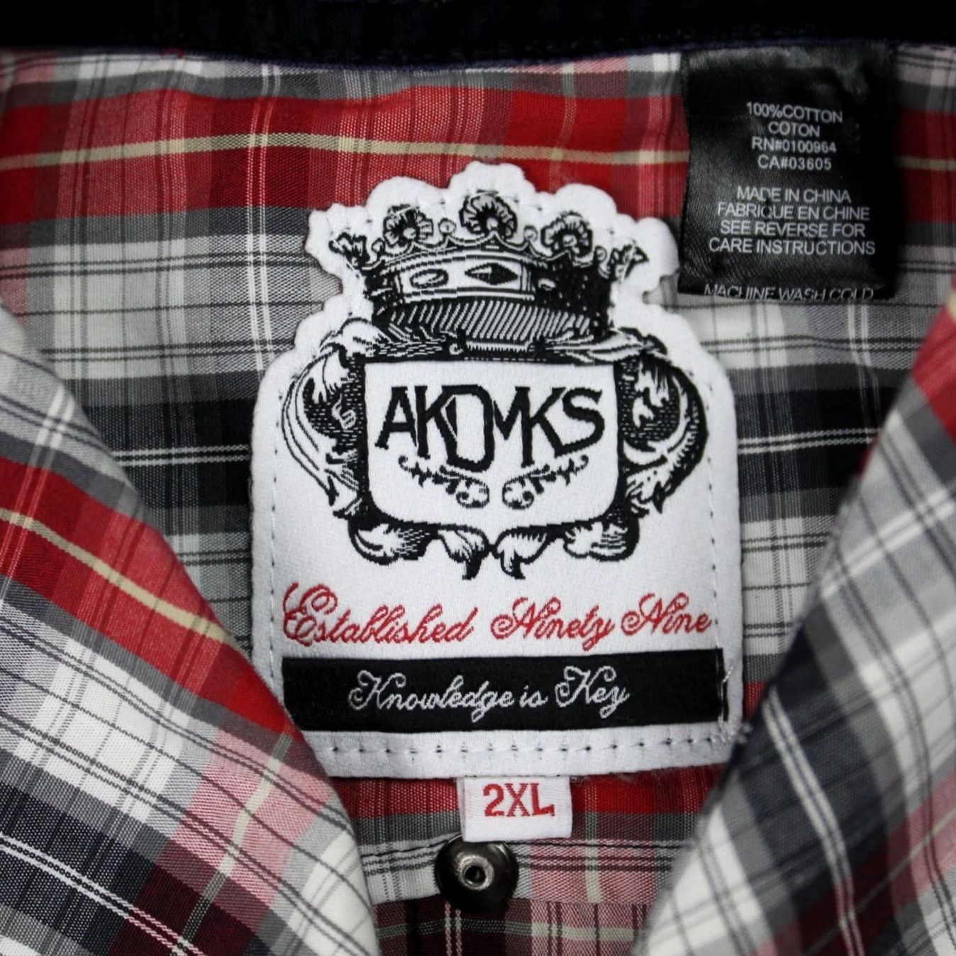 Akademiks Akademiks Shirt Mens 2XL XXL Red/Black/White Checkered Cotton L/S Button Up Shirt Mens 2XL Size US XXL / EU 58 / 5 - 6 Thumbnail