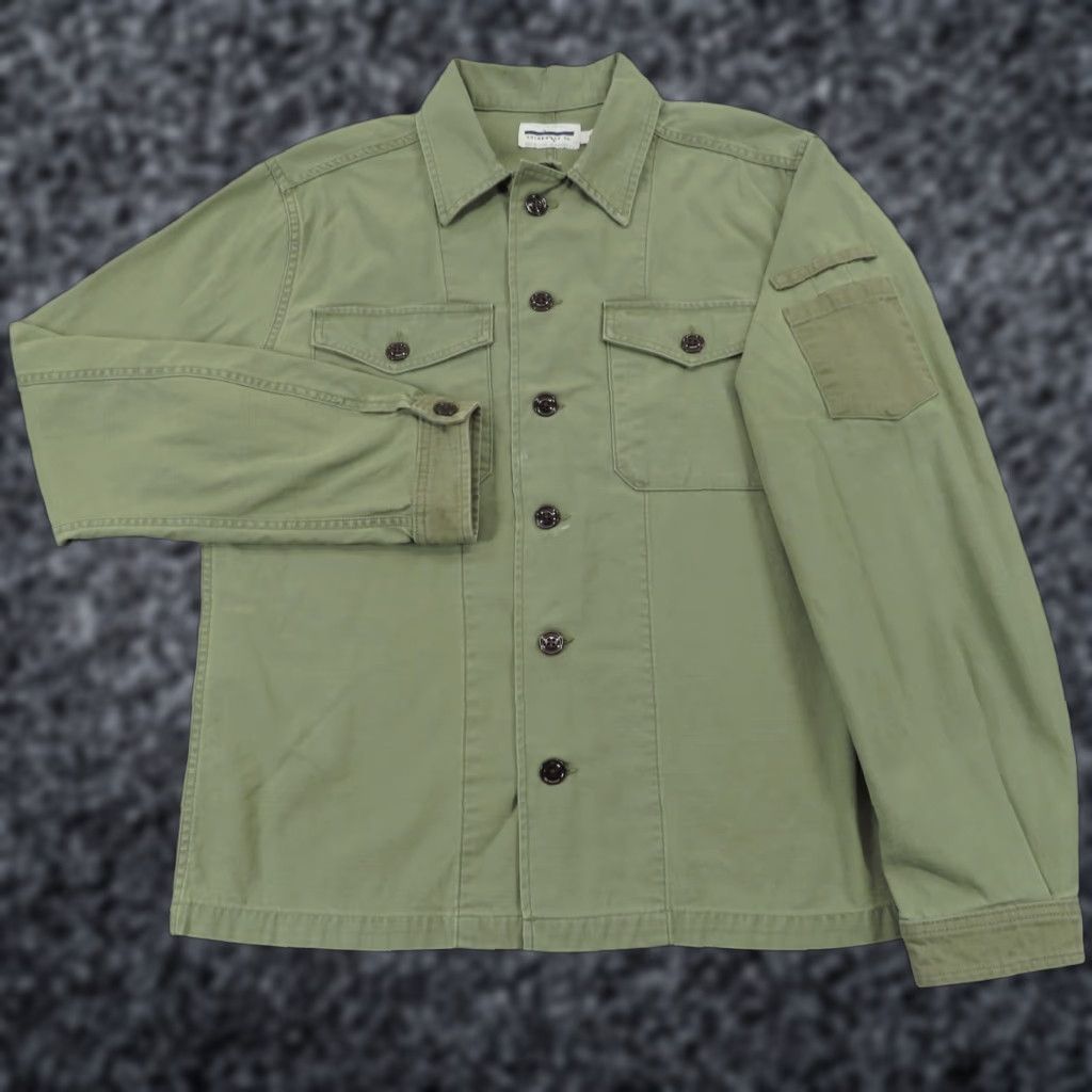 CO Guideboat Co Jacket Men Medium Olive Canvas Utility Shacket 90s USA Coat Size US M / EU 48-50 / 2 - 1 Thumbnail