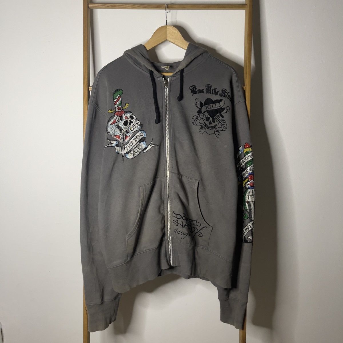 Christian Audigier × Ed Hardy × Vintage Crazy ed hardy Tattoo new york All over logo Zipper Hoodie Size US S / EU 44-46 / 1 - 4 Thumbnail
