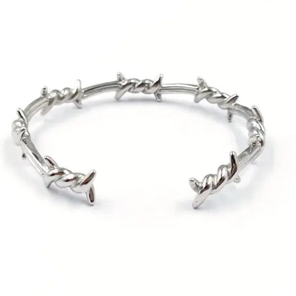 VIBE Silver Color Thorns Bangle Bracelet Size ONE SIZE - 6 Thumbnail