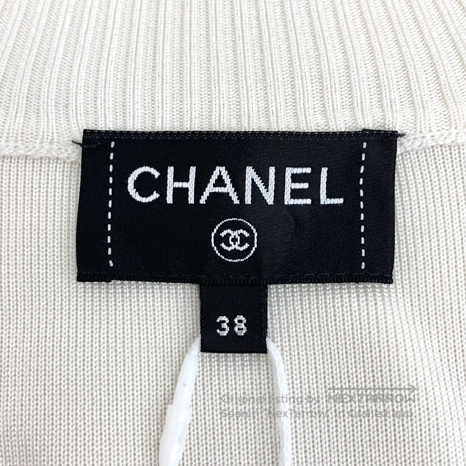 Chanel Chanel White Logo Crystal Embroidered Stand Collar Zip Lon Size XS / US 0-2 / IT 36-38 - 5 Thumbnail