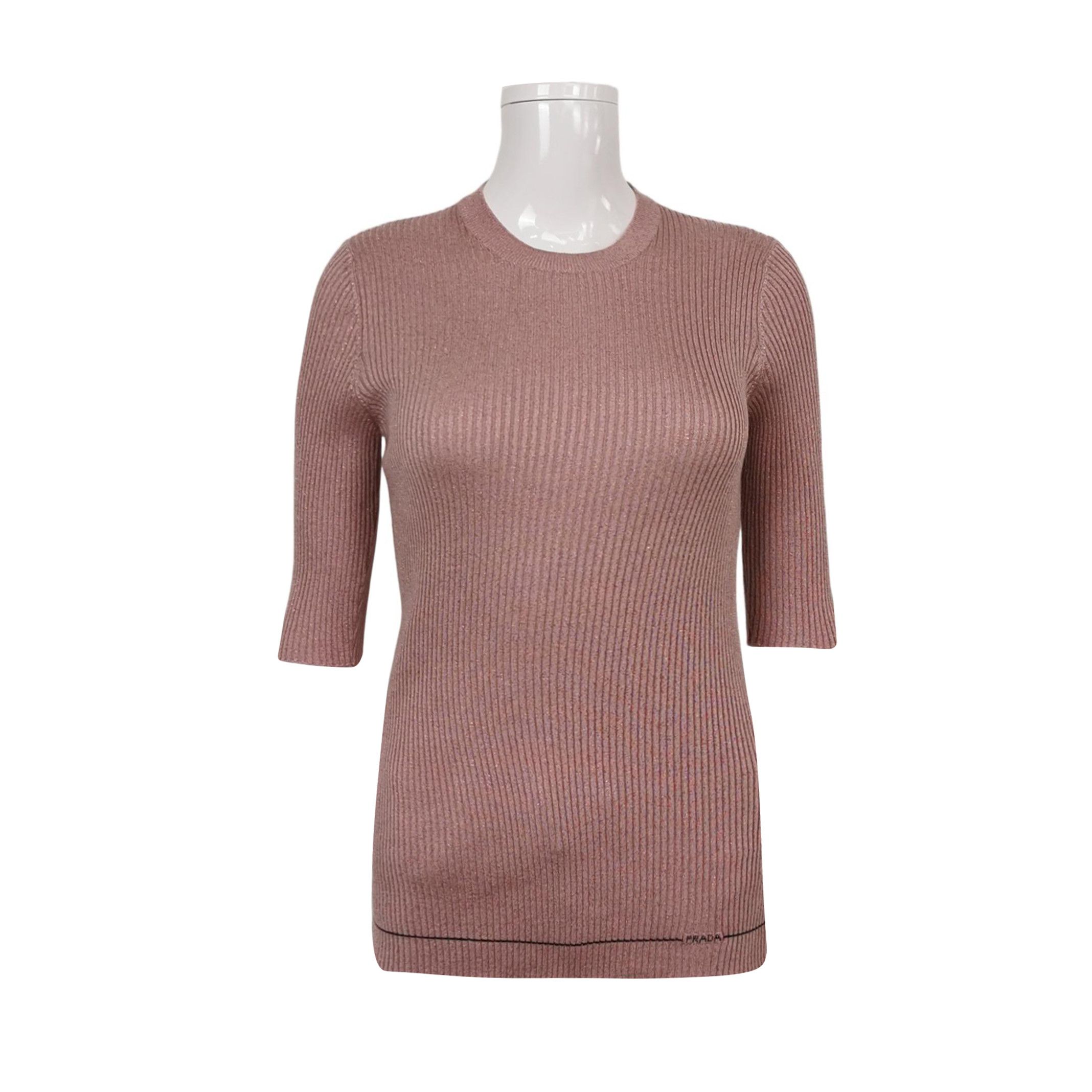 Prada Logo Knit Top in Soft Pink 0089