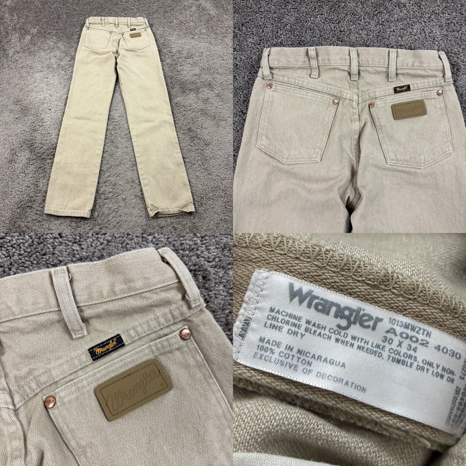 Wrangler VINTAGE Wrangler Jeans Mens 30 Beige Cowboy Cut Light Wash Denim Cotton 1013MWZ Wrangler Cowboy Cut Jeans Mens 30x34 28x33 Beige Cowboy Theme Mens Size US 30 / EU 46 - 8 Thumbnail
