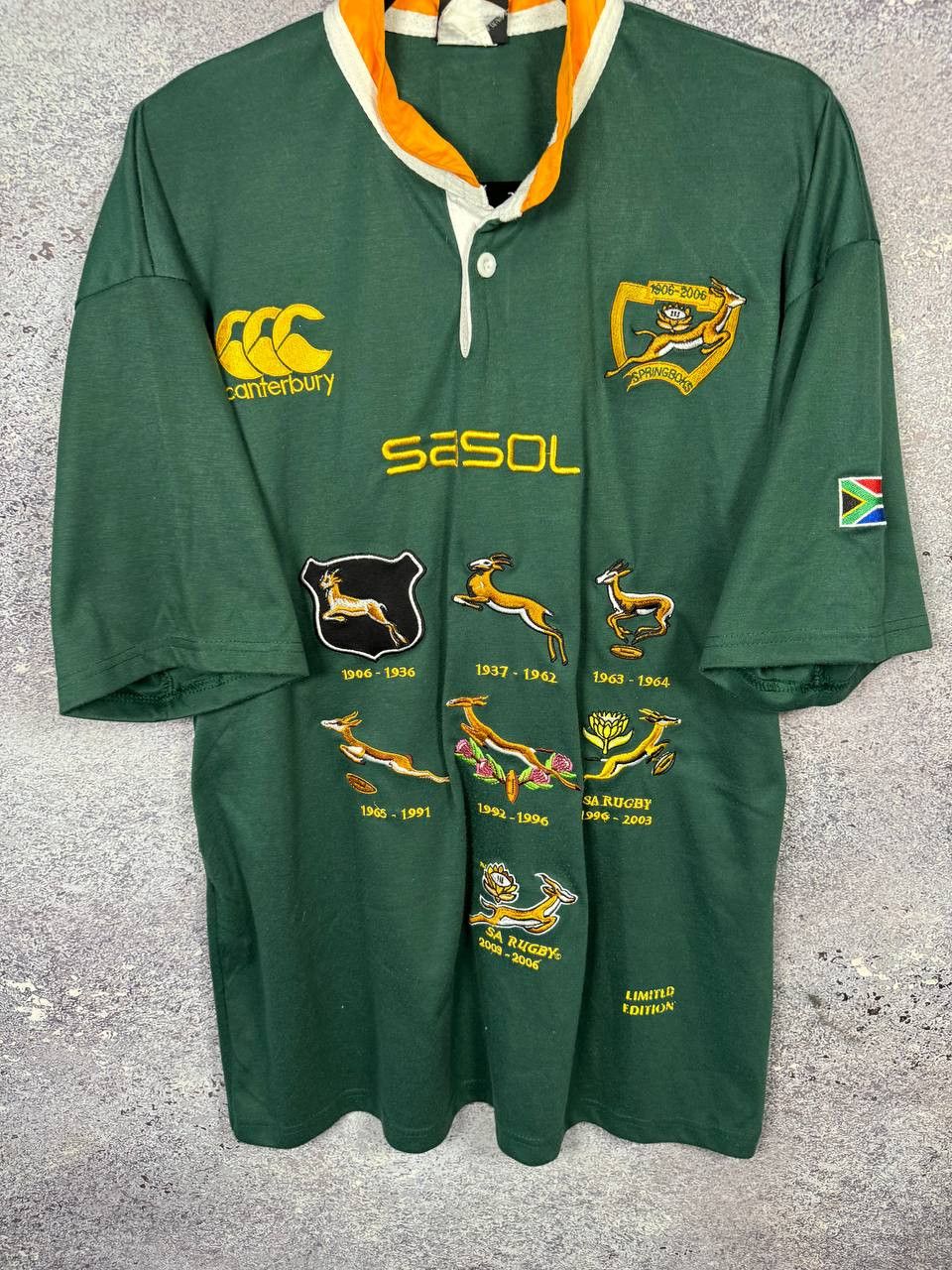 Canterbury of New Zealand South Africa Springbok Limited Edition Centenary Rugby Shirt Size US XL / EU 56 / 4 - 3 Thumbnail