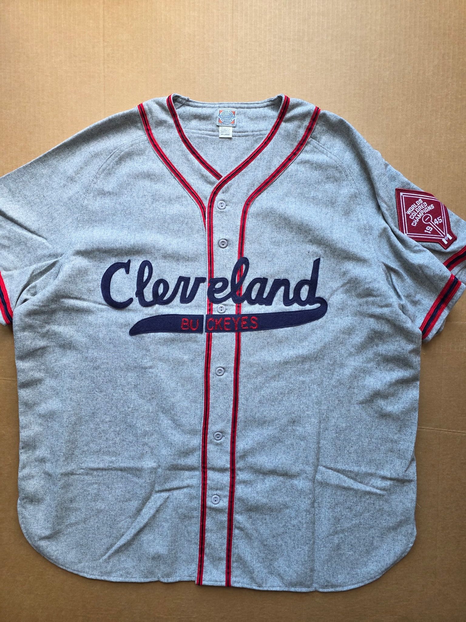 Ebbets Field Flannels Cleveland Buckeyes 1945 Authentic Wool Road Jersey - New Size US XXL / EU 58 / 5 - 1 Thumbnail