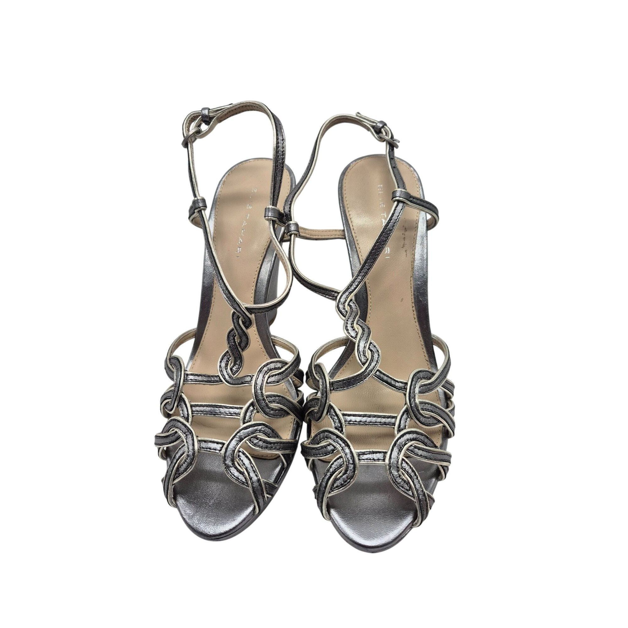 Elie Tahari Elie Tahari Silver Metallic Strappy Wedge Heeled Sandals Wom Size US 8.5 / IT 38.5 - 6 Thumbnail