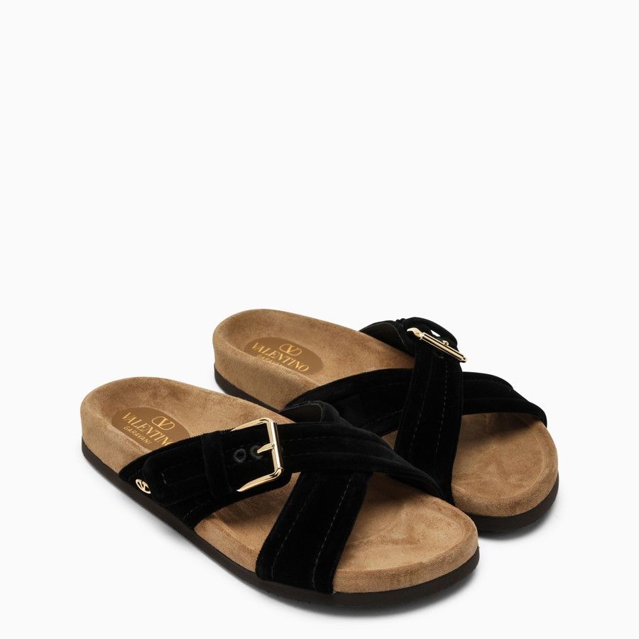 Valentino o1d2blof1024 Velvet Slide in Black Size US 8 / IT 38 - 2 Thumbnail