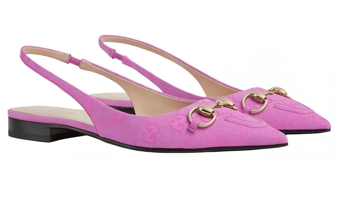 Gucci Gucci Horsebit GG Print Fabric Upper 1.2cm Flats Pink Size US 9.5 / IT 39.5 - 1 Thumbnail