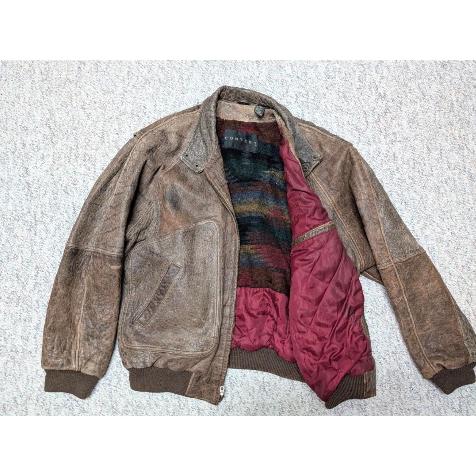 Vintage VINTAGE PATINA leather jacket Bomber Context Men XL brown distressed 1990s/Mad Max - Mens XL Leather Jacket Size US XL / EU 56 / 4 - 3 Thumbnail