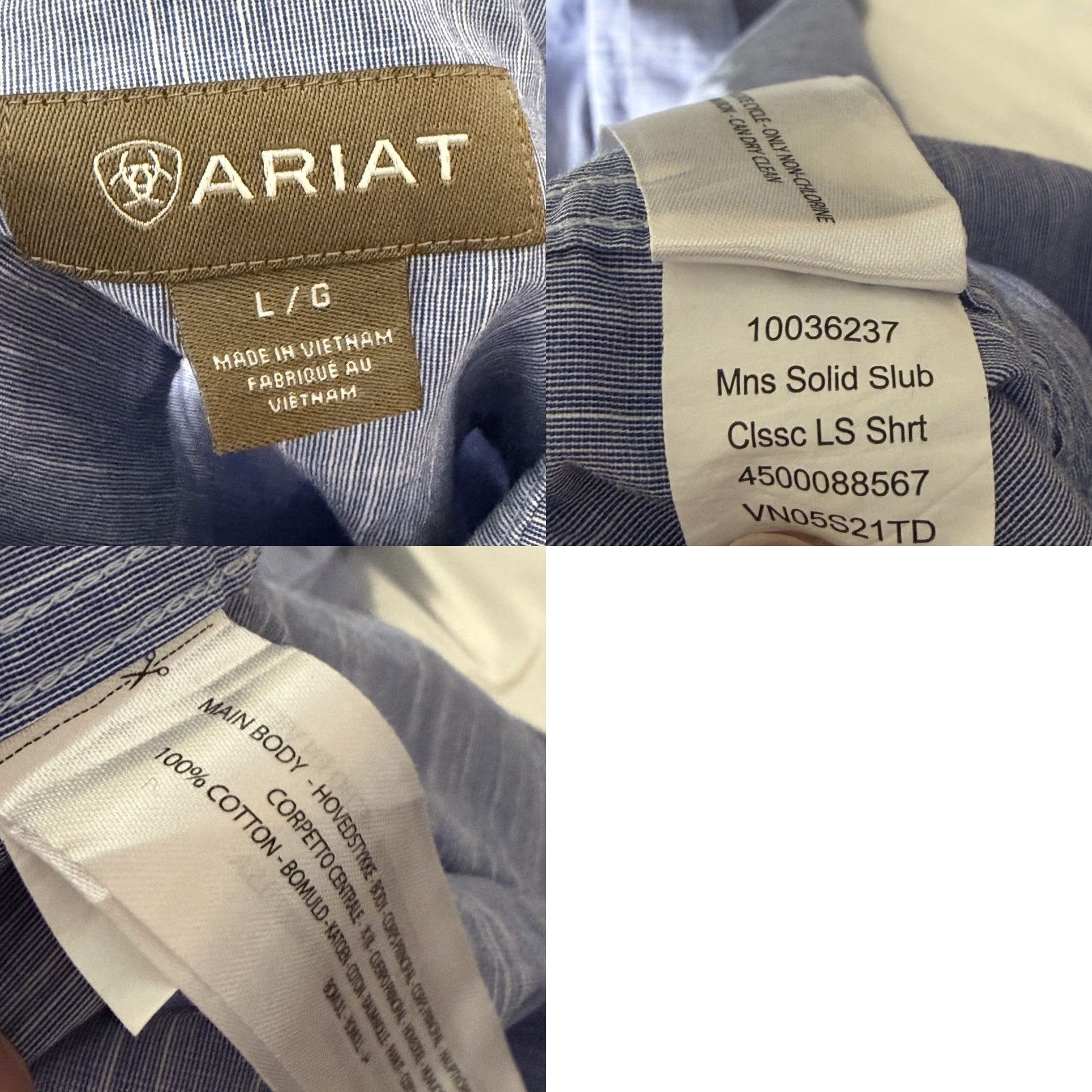 Ariat Ariat Shirt Button-Up Long Sleeve Blue L Cotton Western Casual Pocket Modern Size US L / EU 52-54 / 3 - 9 Thumbnail