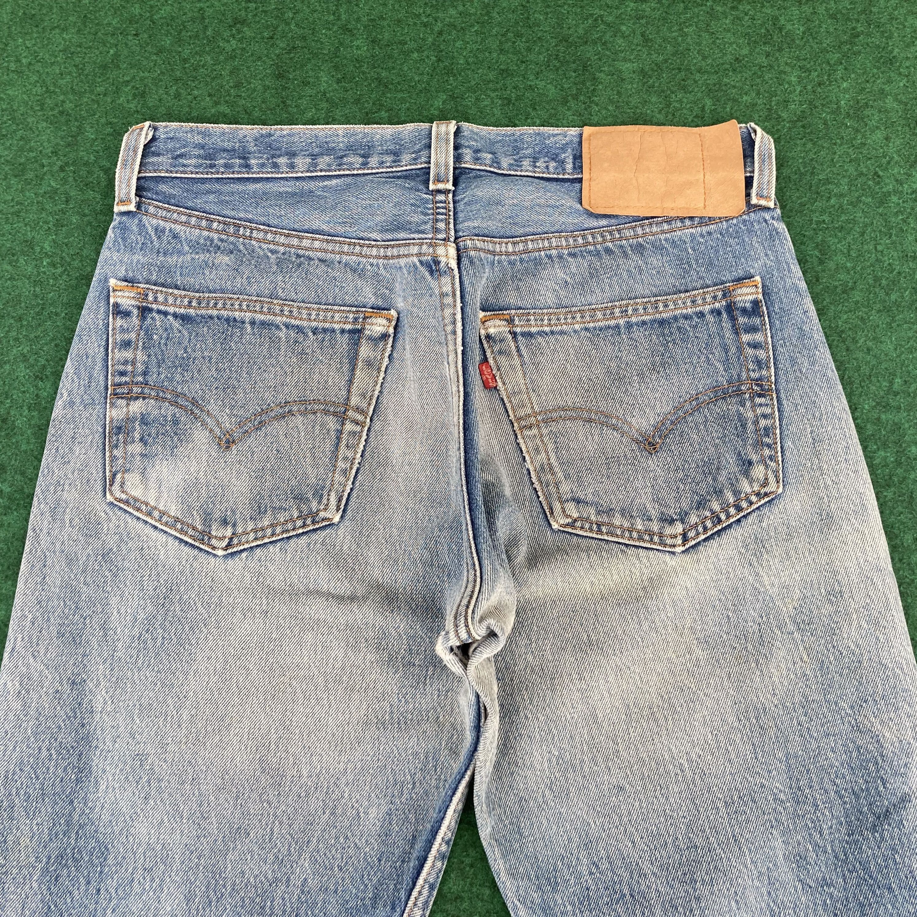 Levi's × Vintage Vtg Levis 501 Distressed Ripped Light Blue Bleach Punk Jeans Size US 31 - 11 Thumbnail
