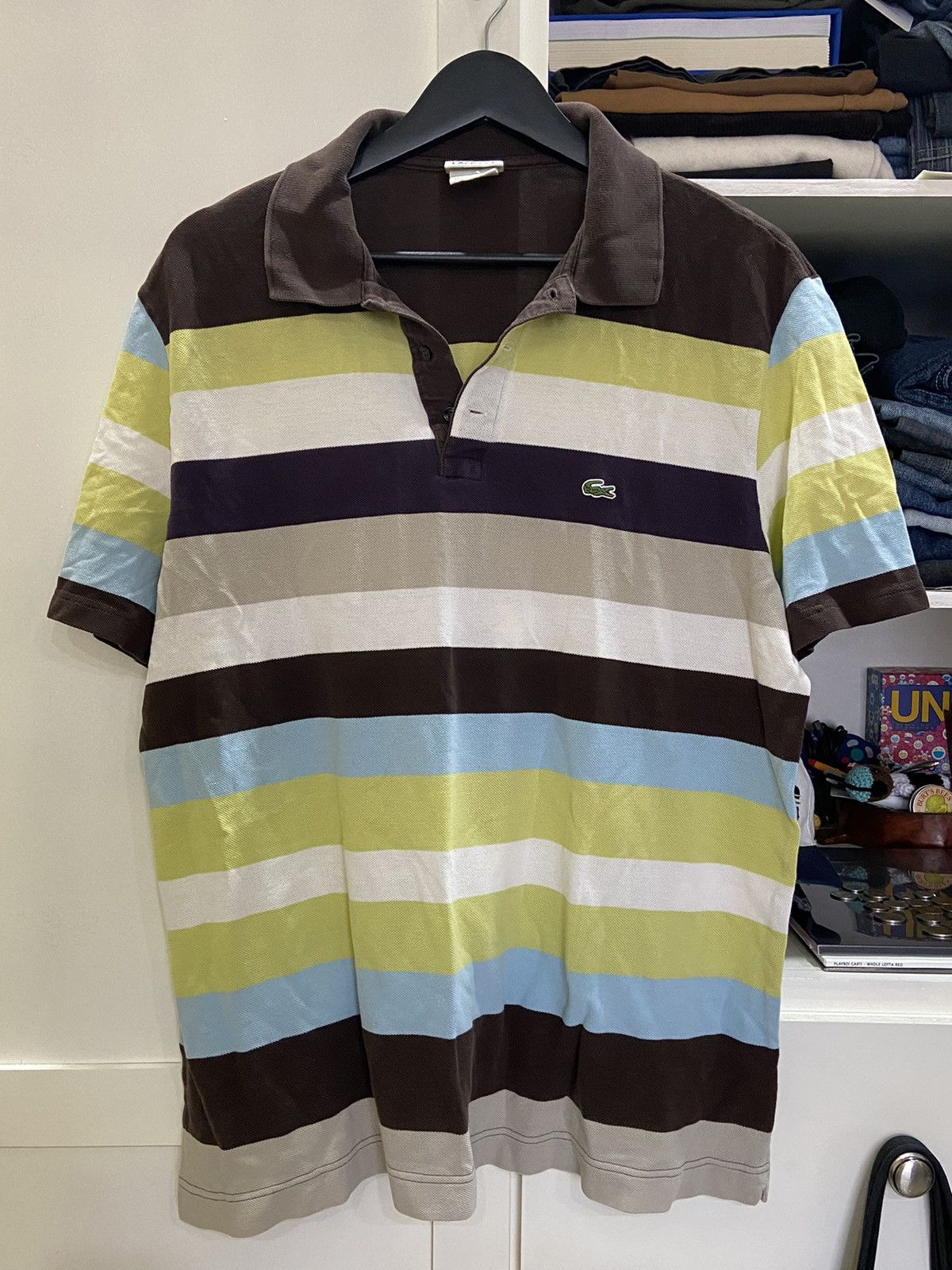 Lacoste Crazy Retro 2000s Y2K Lacoste Multicolor Striped Polo Shirt ...