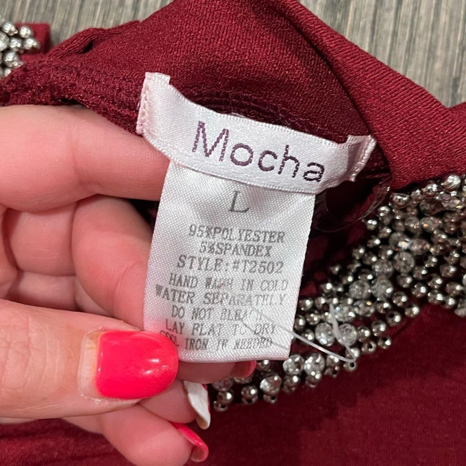 Vintage Mocha Maroon Long Sleeve Beaded Blouse Size L Size L / US 10 / IT 46 - 2 Thumbnail