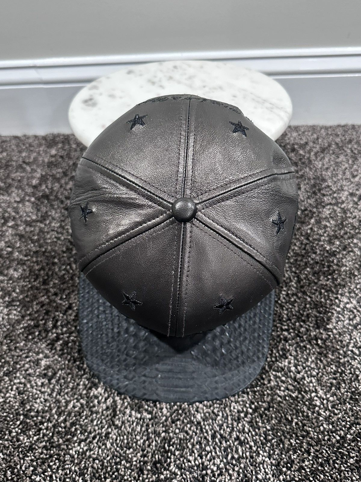 Just Don Just Don Mitchell & Ness NBA Brookyln Nets Black Leather Hat Size ONE SIZE - 4 Thumbnail