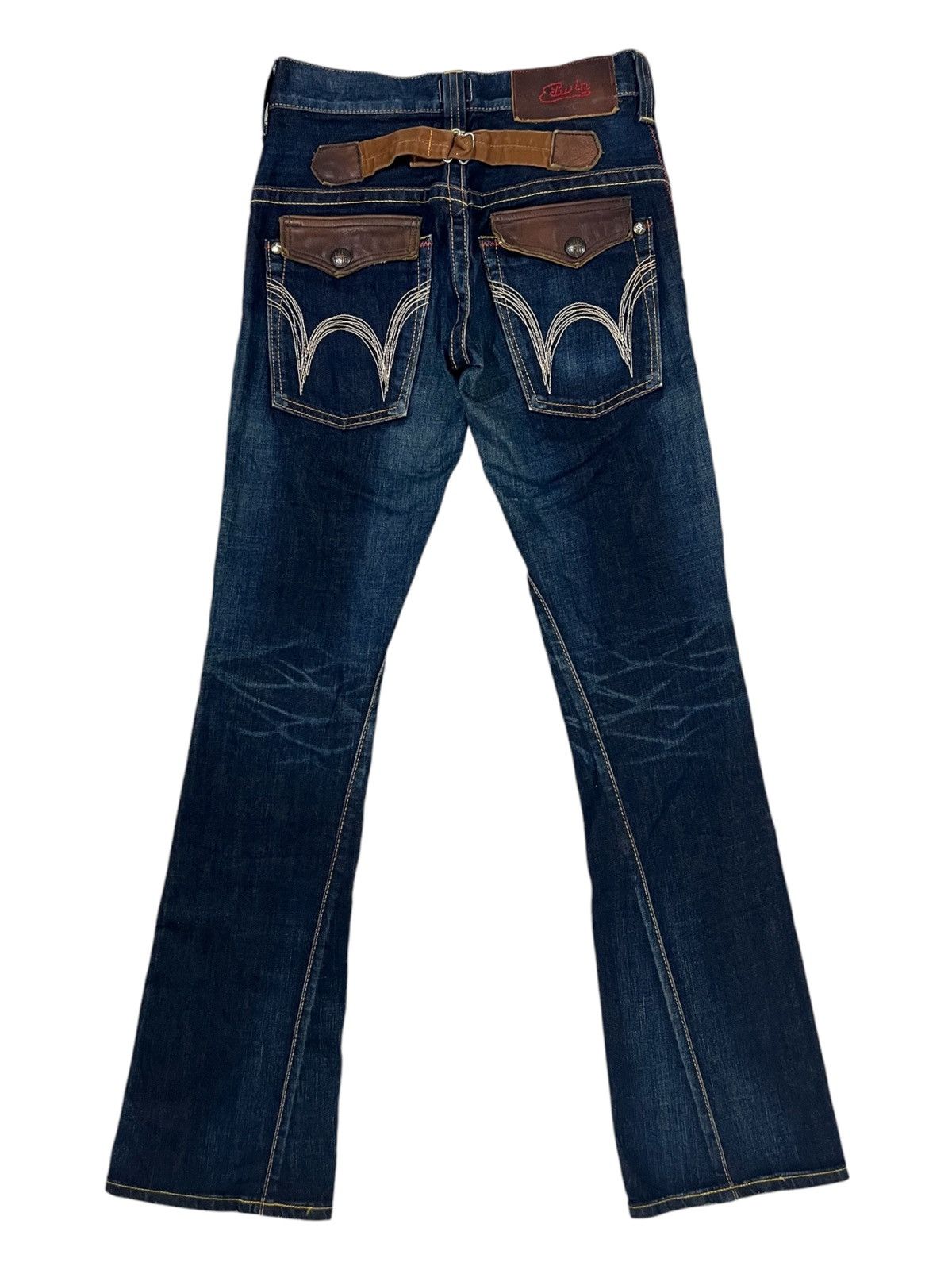 Edwin × Genuine Leather × If Six Was Nine Super Flare Hem Edwin Leather Hybrid Buckle Back Jeans Denim Size US 26 / EU 42 - 2 Thumbnail