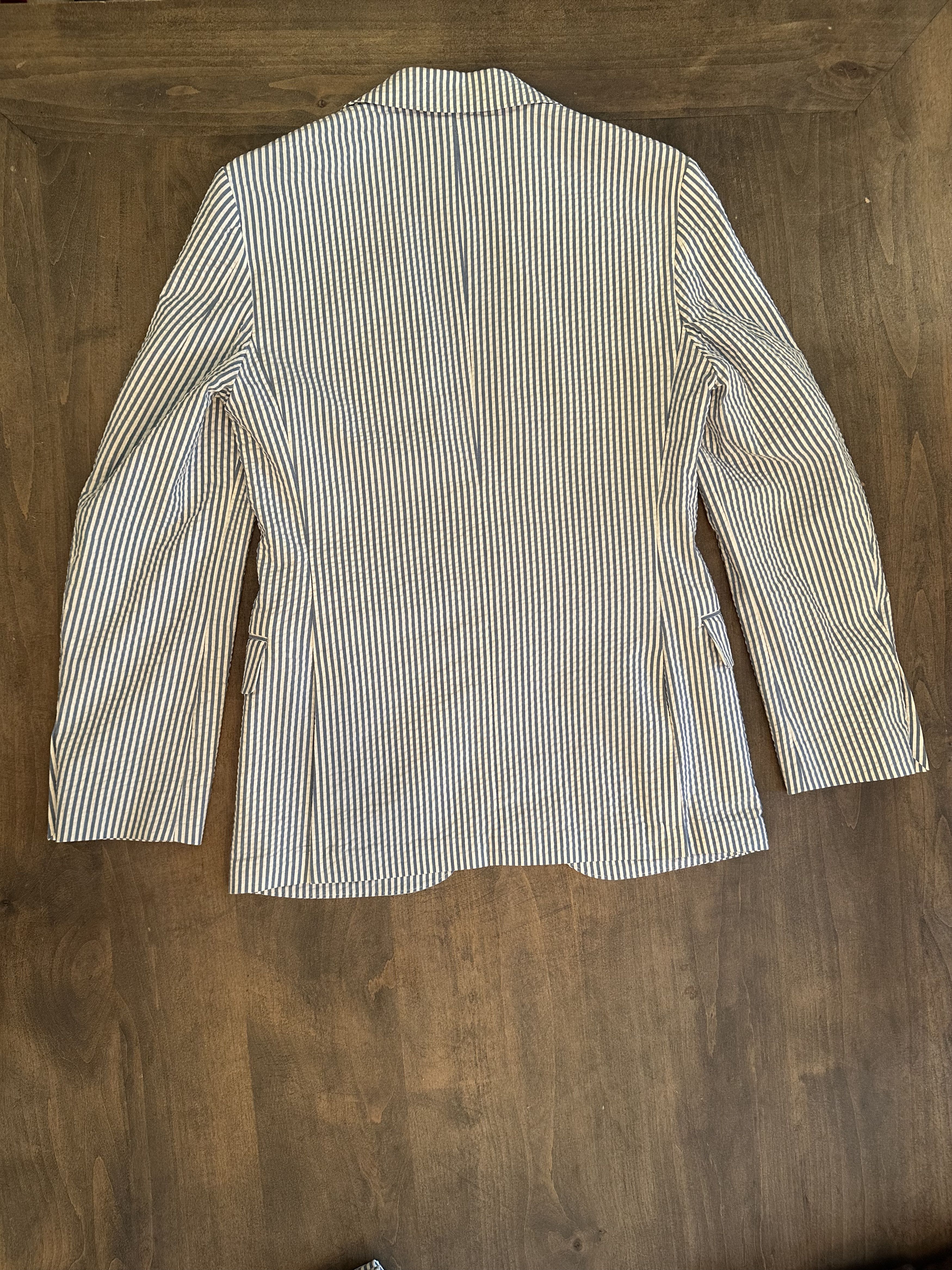 J.Crew J-Crew Seersucker Suit (Blue and White Stripe) Size 34S - 4 Thumbnail