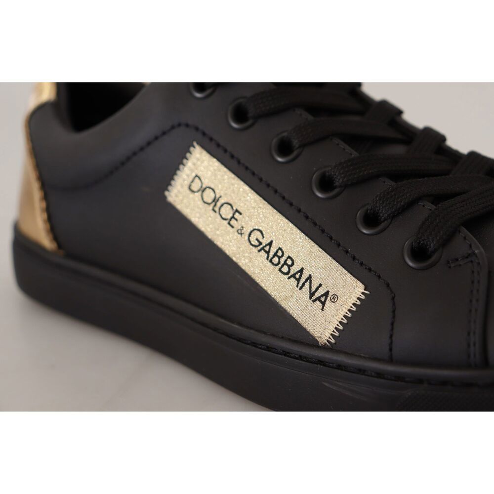 Dolce & Gabbana Dolce & Gabbana Chic Black and Gold Low-top Leather Sneakers Size US 6.5 / IT 36.5 - 8 Thumbnail
