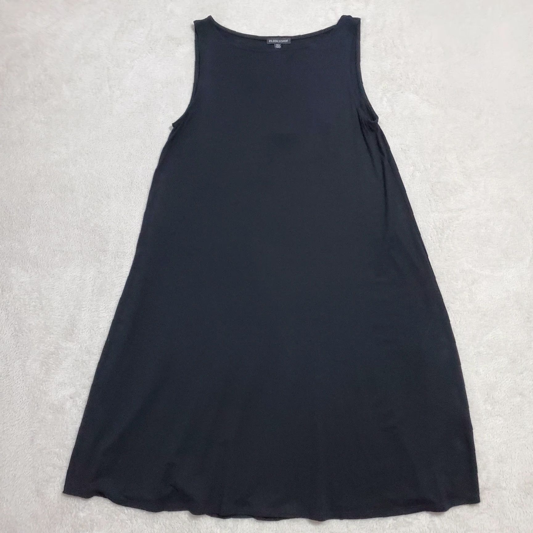Eileen Fisher Dress Women S Black Lightweight Viscose Jersey Sleeveless  Capsule