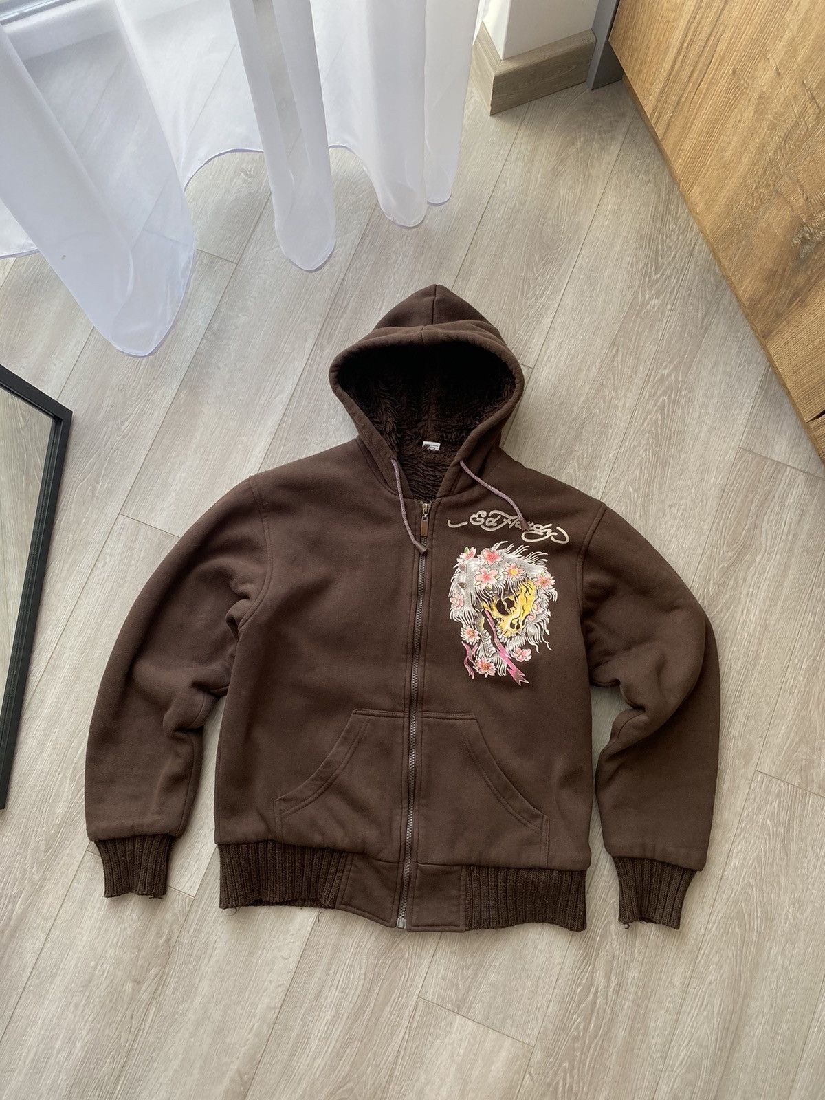 Christian Audigier × Ed Hardy 💥RARE💥 Ed Hardy cozy fur zip up hoodie y2k tatoo swag drip Size M / US 6-8 / IT 42-44 - 4 Thumbnail