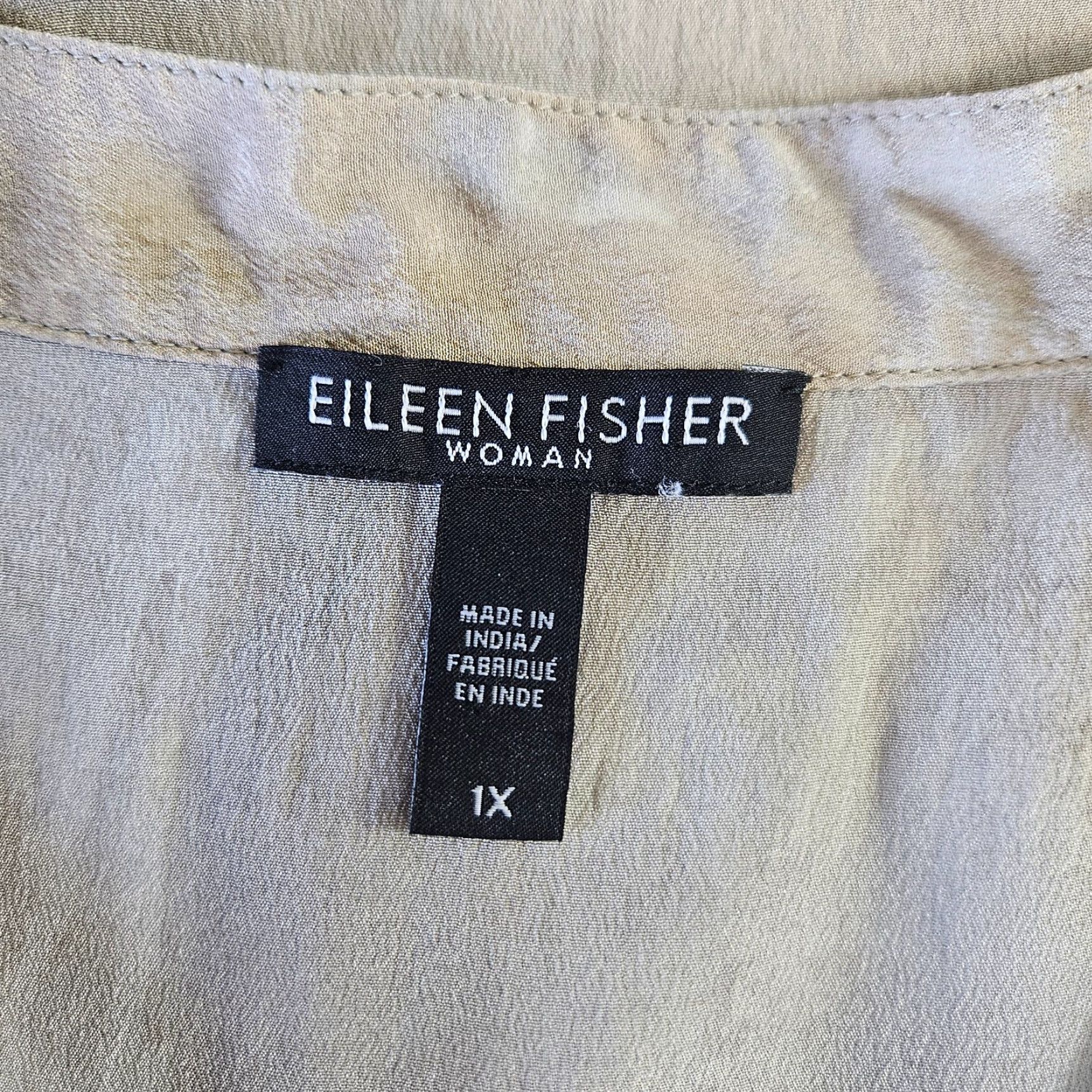 Eileen Fisher Eileen Fisher Silk Tunic Top 1X Womens Button Front Sleeveless Gray Brown Tunic Size XL / US 12-14 / IT 48-50 - 5 Thumbnail