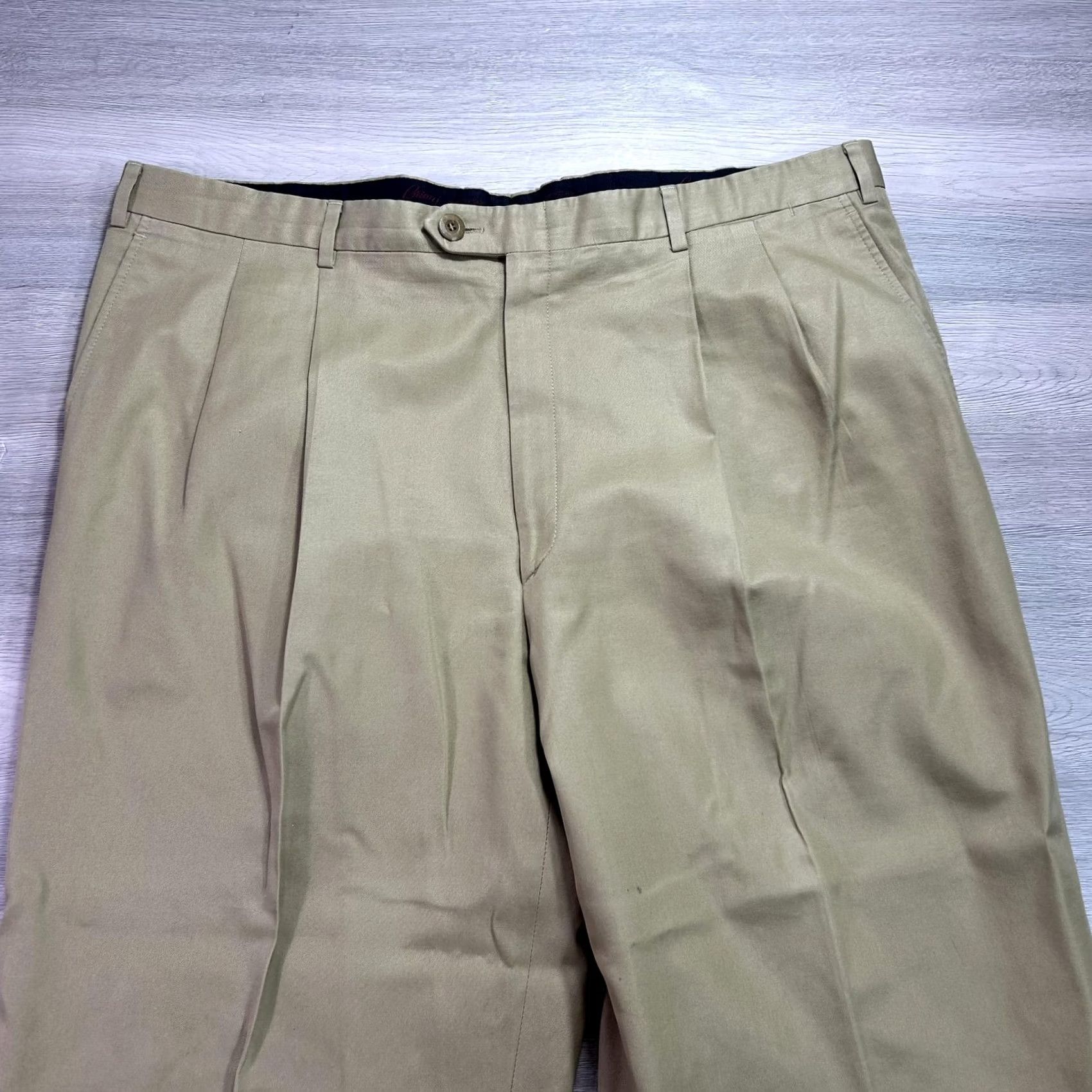 Brioni Brioni Cannes Pants Mens 40x28 Beige Pleated Cuffed Khakis Classic Fit Italy Size US 40 / EU 56 - 3 Thumbnail