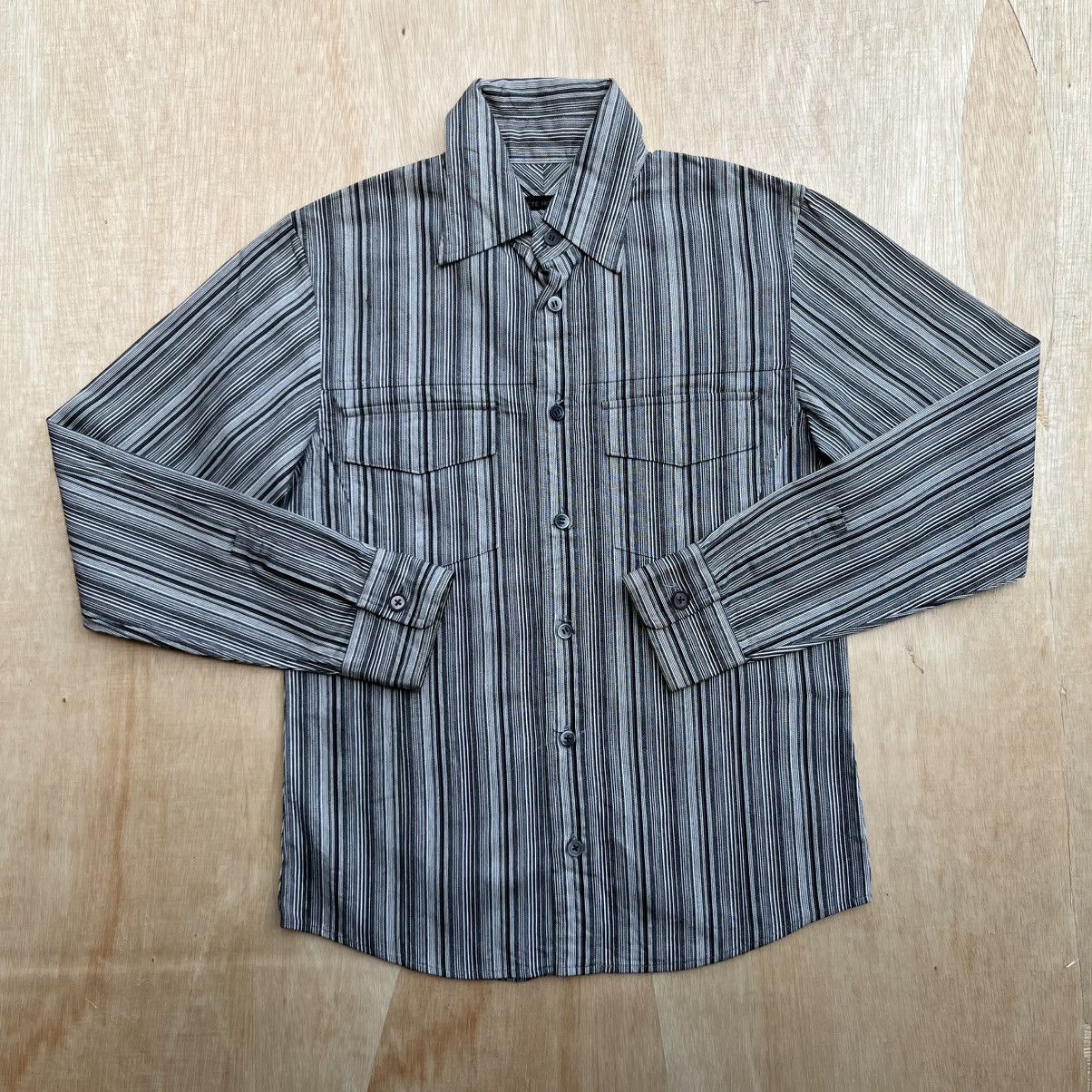 Issey Miyake × Japanese Brand × Tete Homme TETE HOME STRIPES BUTTON UP LONG SLEEVE SHIRT ISSEY MIYAKE Size US M / EU 48-50 / 2 - 1 Thumbnail