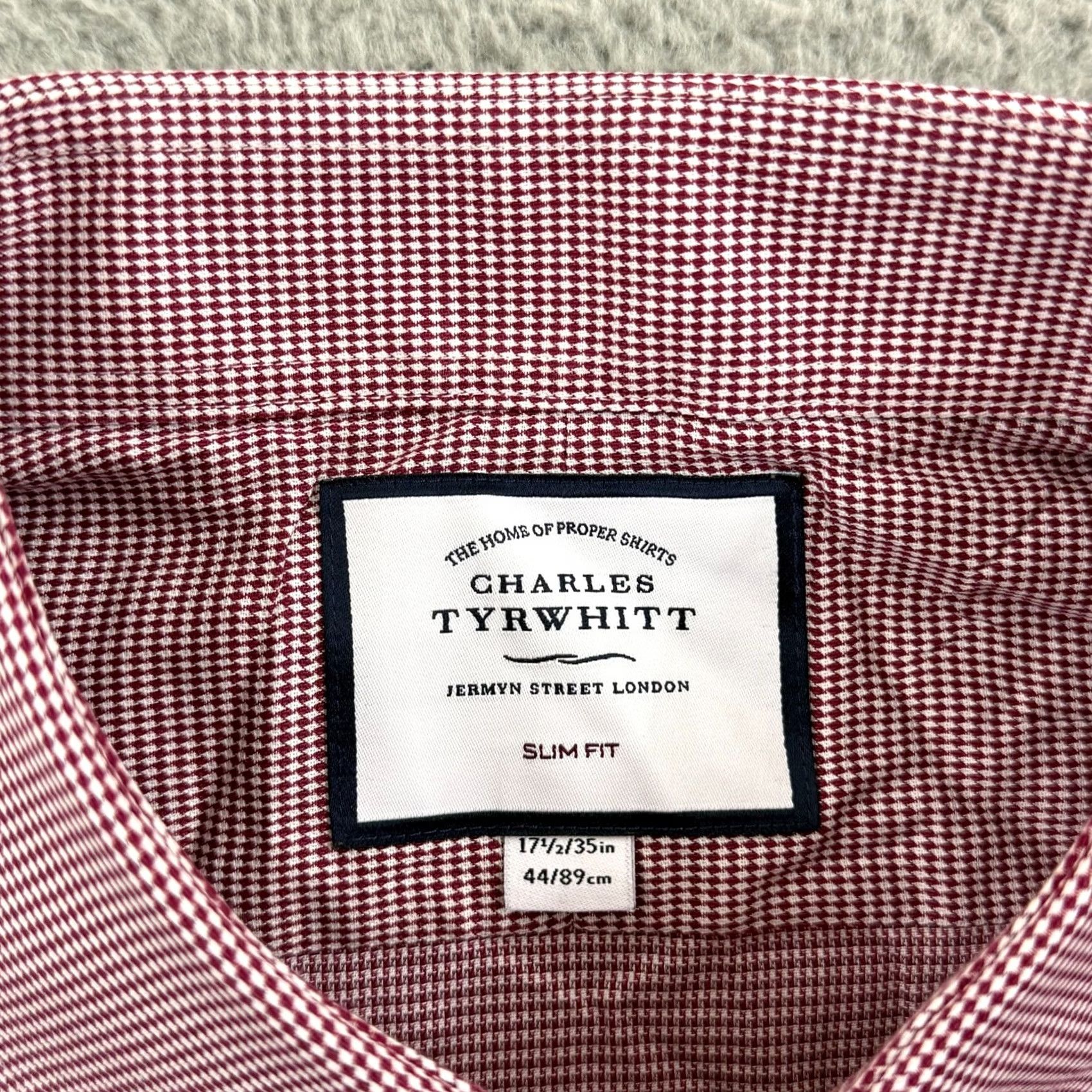 Charles Tyrwhitt Charles Tyrwhitt Shirt Mens XL Red Gingham Slim Fit Button Up Dress Shirt Size US XL / EU 56 / 4 - 6 Thumbnail