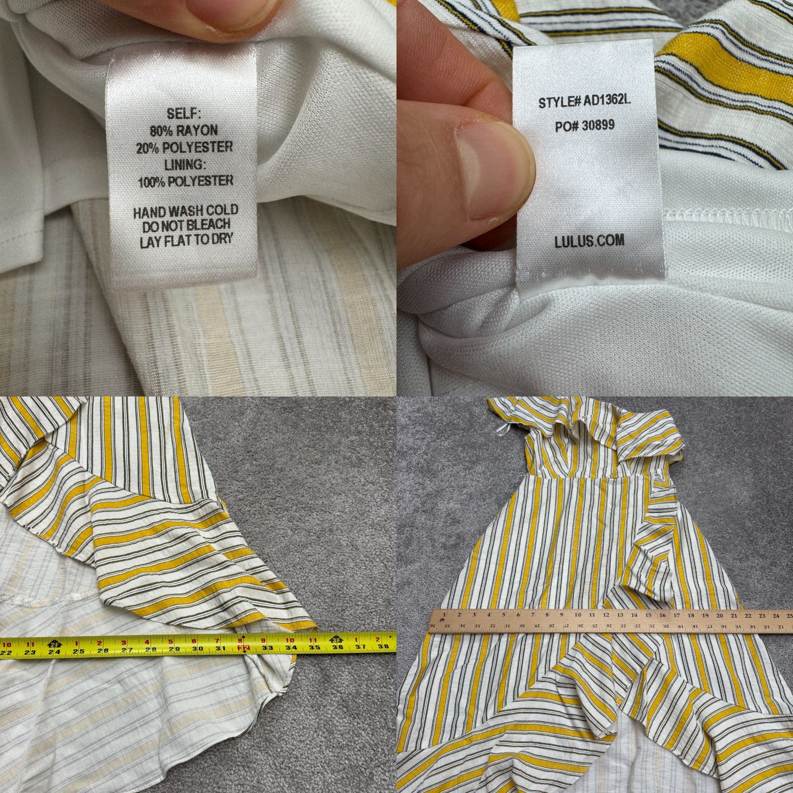 Lulus Lulus High Tide Striped One Shoulder Midi Dress Women Small Yellow Ruffle Hi-Low Size S / US 4 / IT 40 - 8 Thumbnail