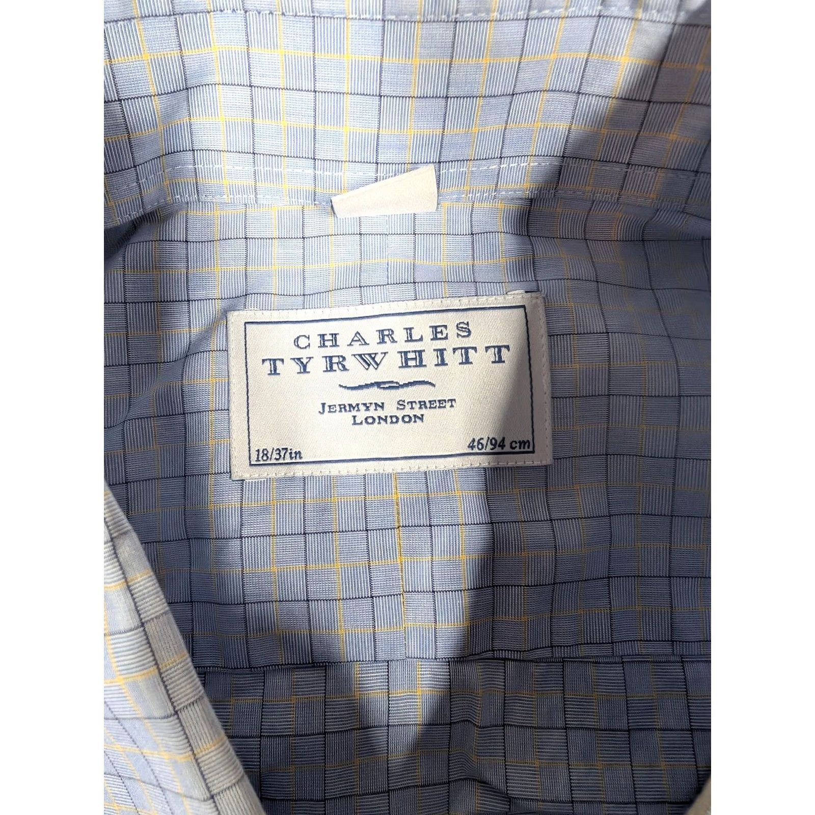 Charles Tyrwhitt Charles Tyrwhitt Dress Shirt Mens 18 36/37 Blue Check Classic Fit Long Sleeve Mens 18 36/37 Blue Check Shirt Size 48R - 5 Thumbnail